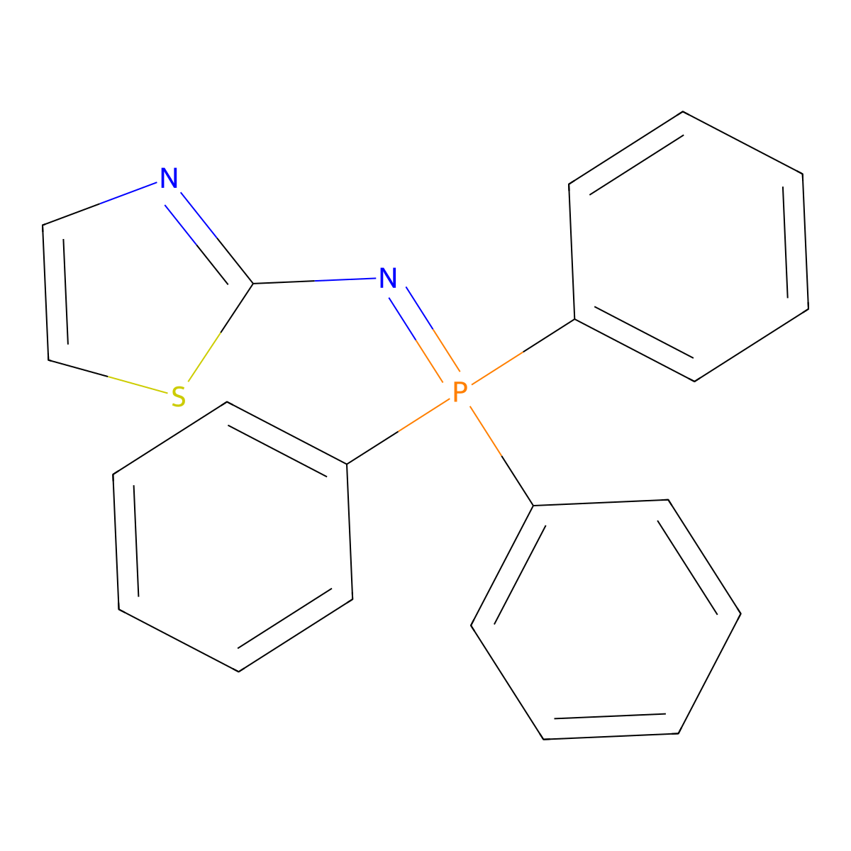 2-Thiazolamine, N-(triphenylphosphoranylidene)- molecular structure, CAS 69982-05-4