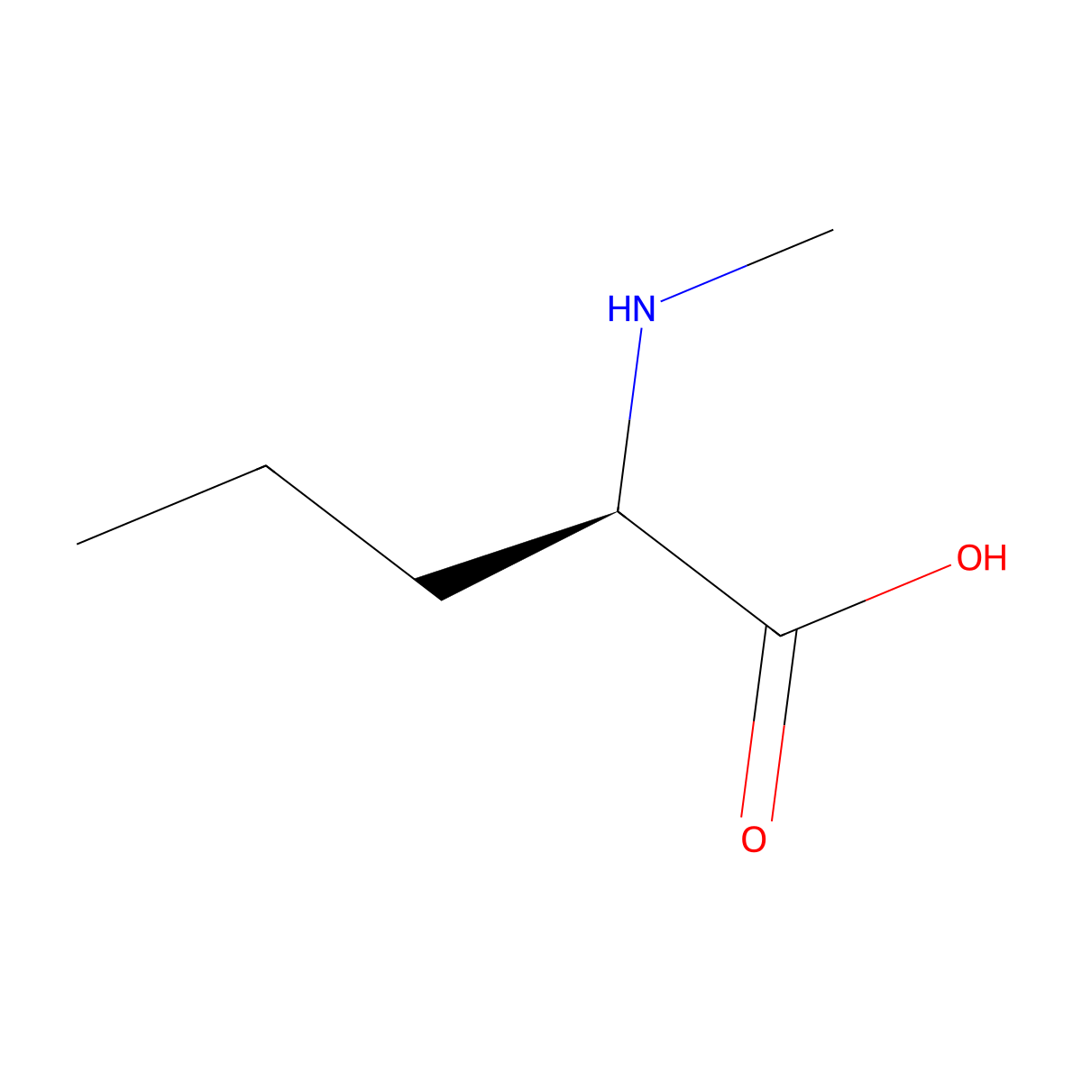 (2R)-2-(methylamino)pentanoic acid molecular structure, CAS 69994-39-4