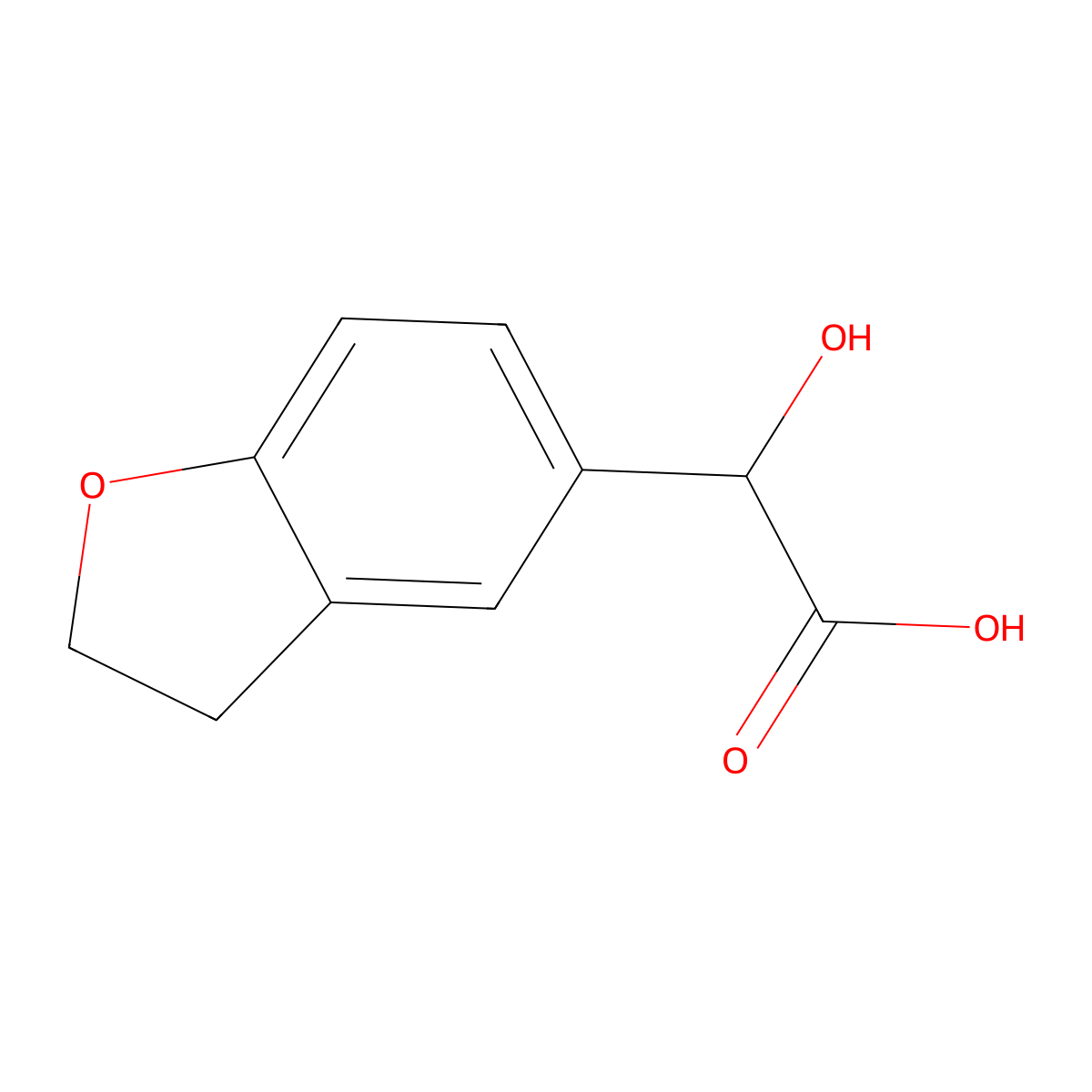 2-(2,3-Dihydrobenzofuran-5-yl)-2-hydroxyacetic acid molecular structure, CAS 69999-15-1