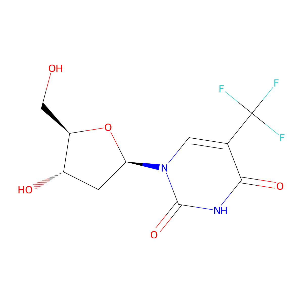 Trifluridine molecular structure, CAS 70-00-8
