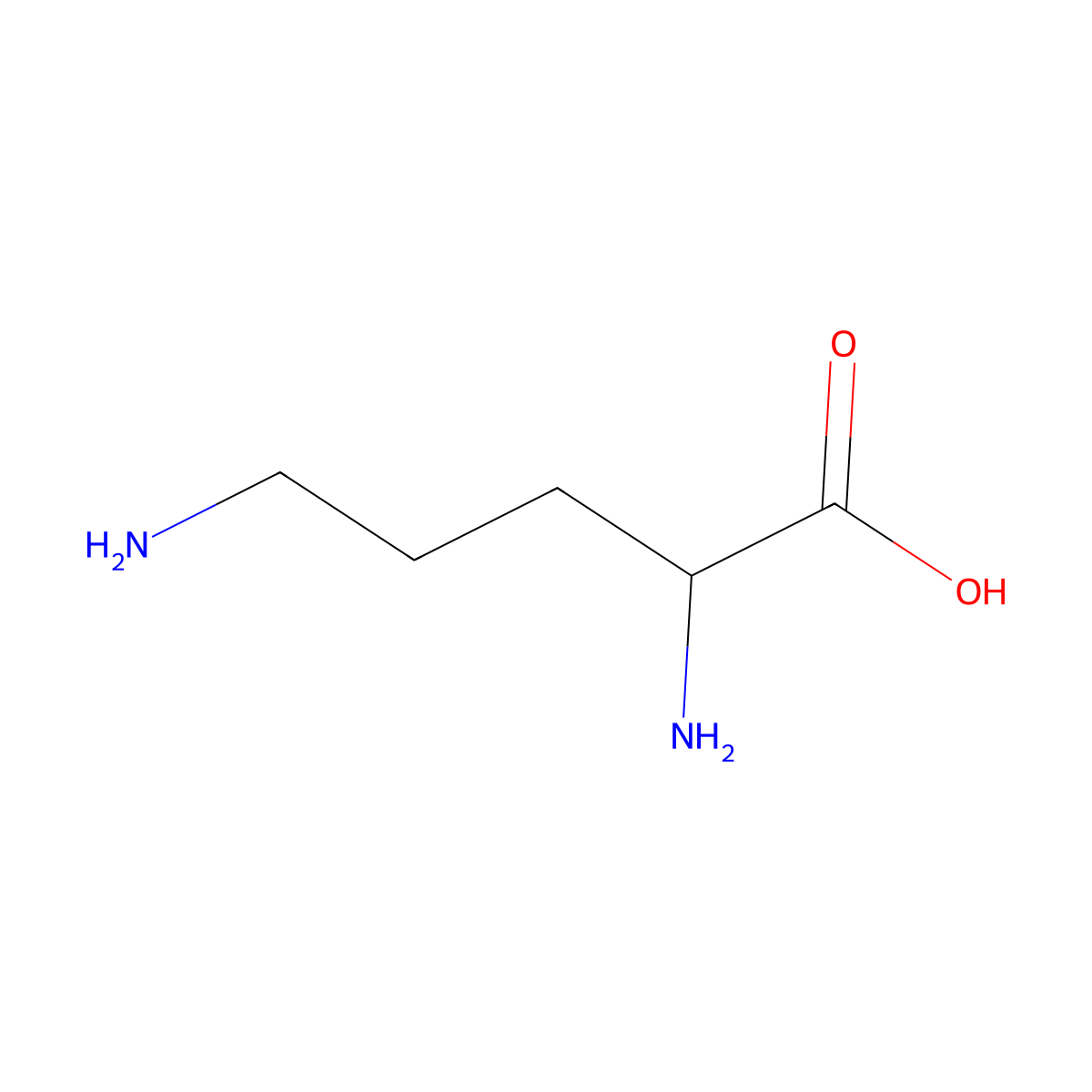 L-(-)-Ornithine molecular structure, CAS 70-26-8