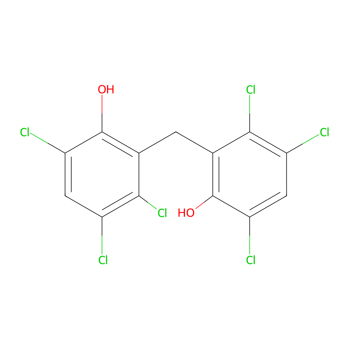 Hexachlorophene molecular structure, CAS 70-30-4