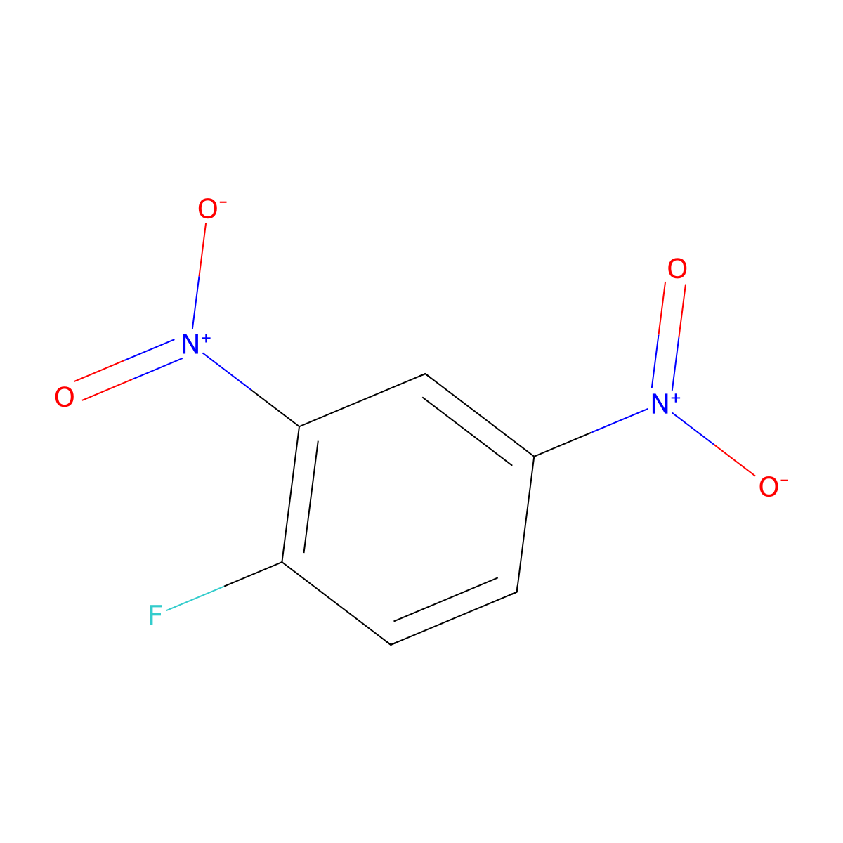 Dinitrofluorobenzene molecular structure, CAS 70-34-8