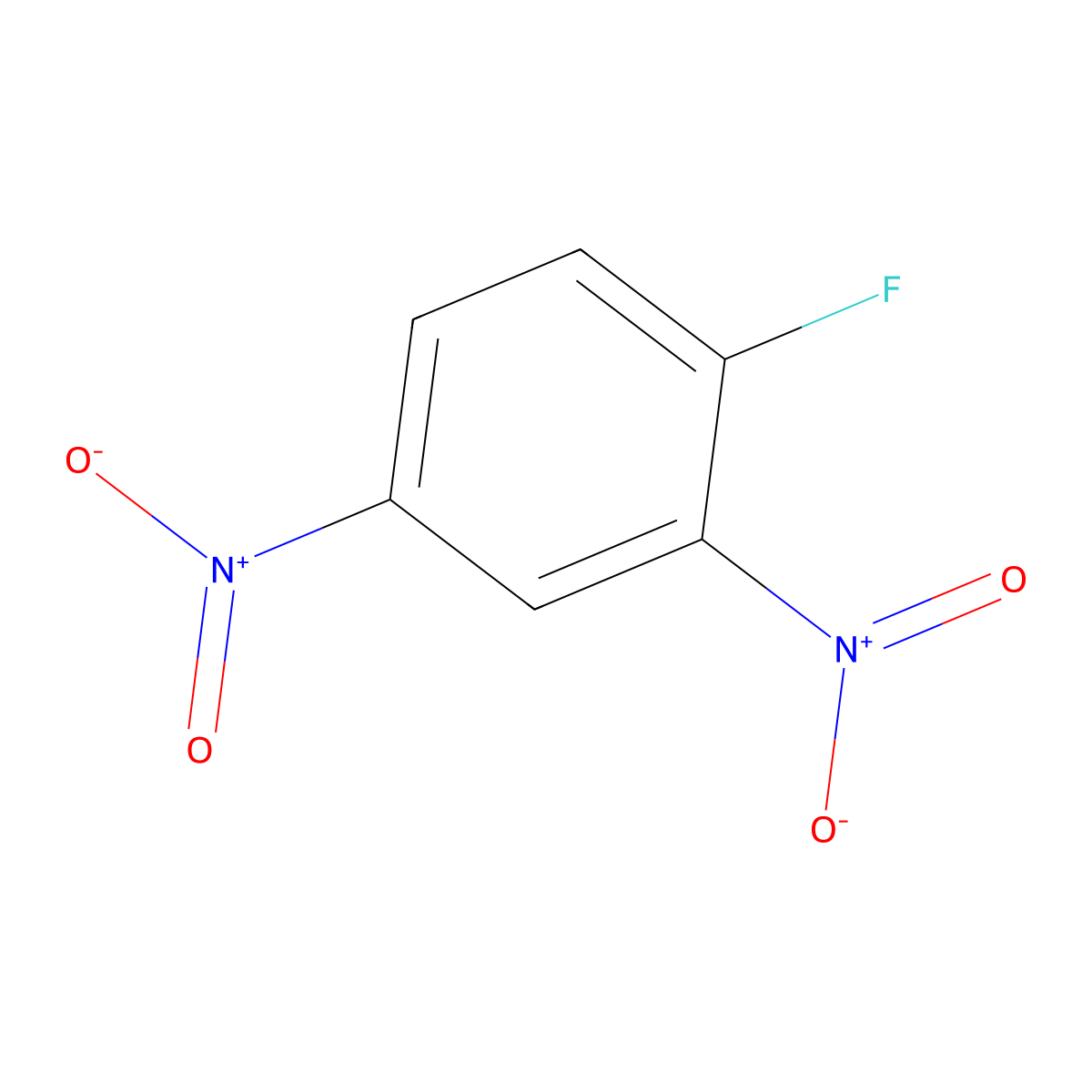 Dinitrofluorobenzene molecular structure, CAS 70-34-8