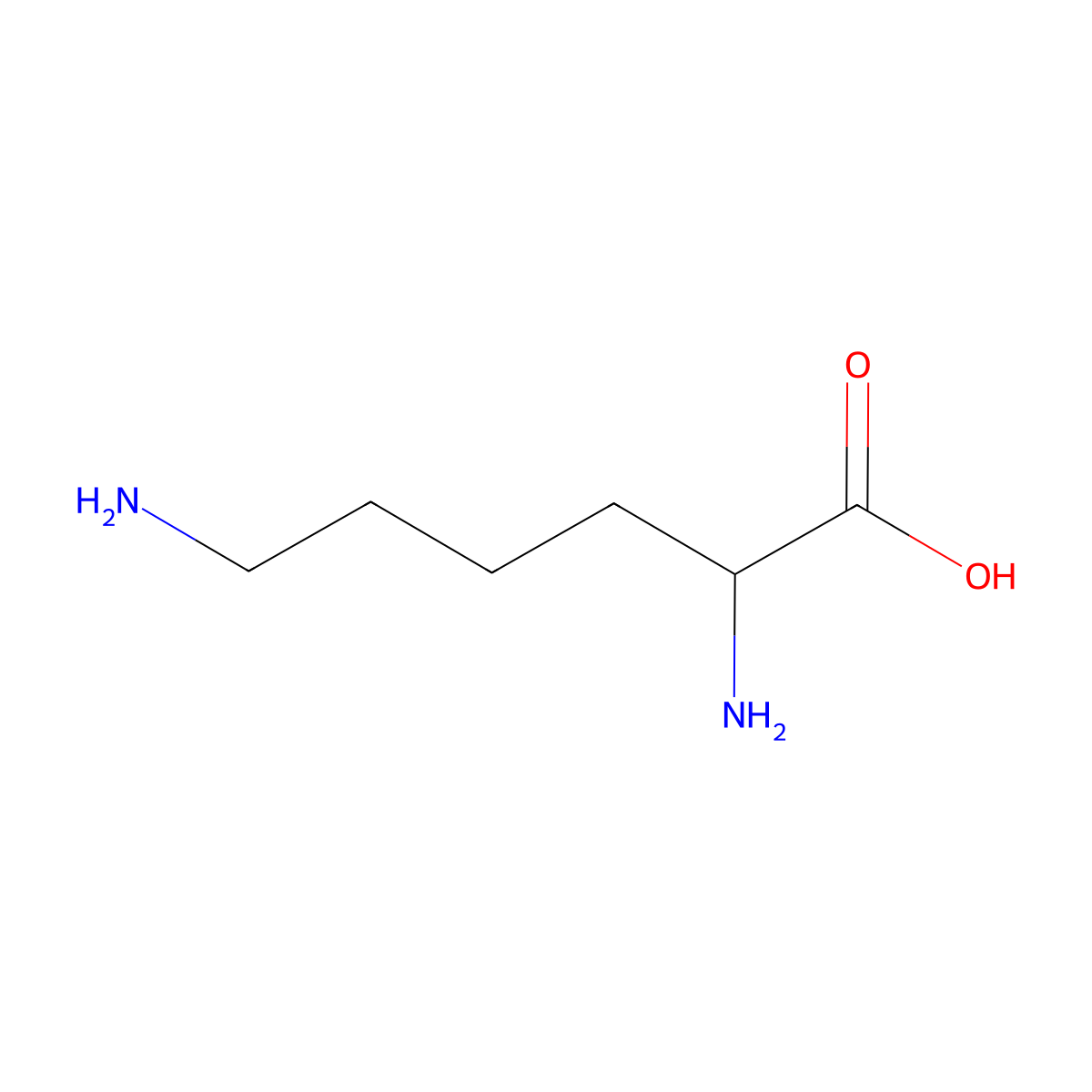 Lysine, DL- molecular structure, CAS 70-54-2