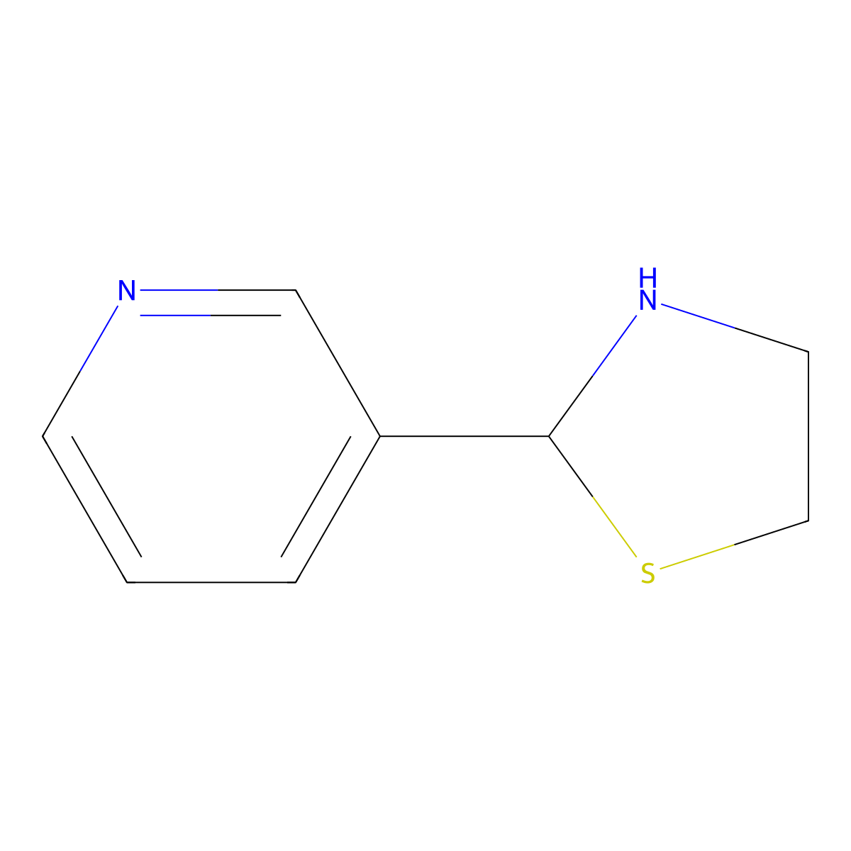 Pyridine, 3-(2-thiazolidinyl)- molecular structure, CAS 700-93-6