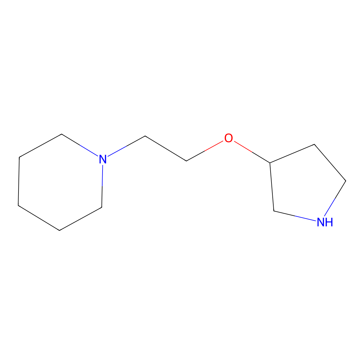 1-(2-(Pyrrolidin-3-yloxy)ethyl)piperidine molecular structure, CAS 70001-70-6