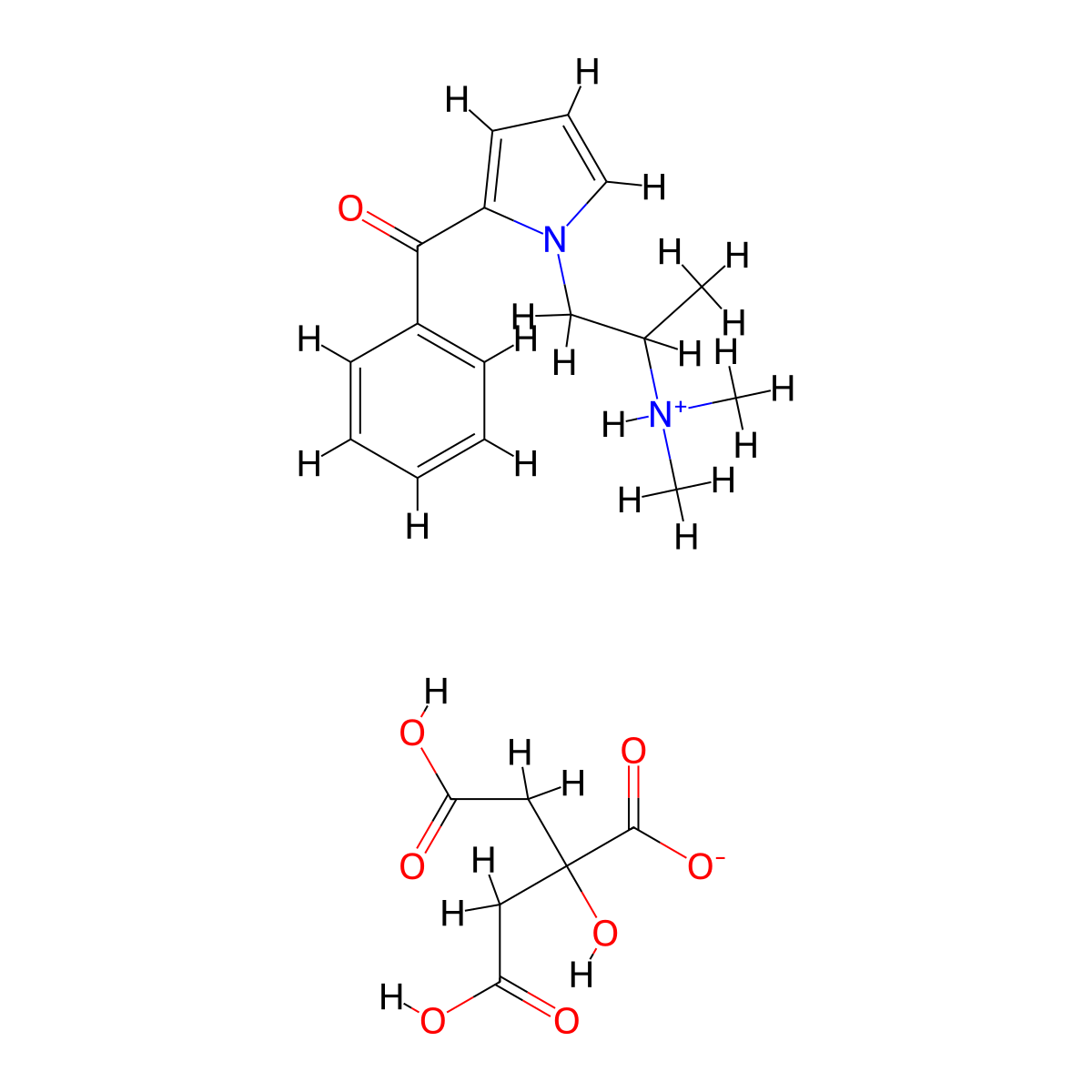 Ketone, 1-(2-(dimethylamino)propyl)pyrrol-2-yl phenyl, citrate molecular structure, CAS 7001-97-0