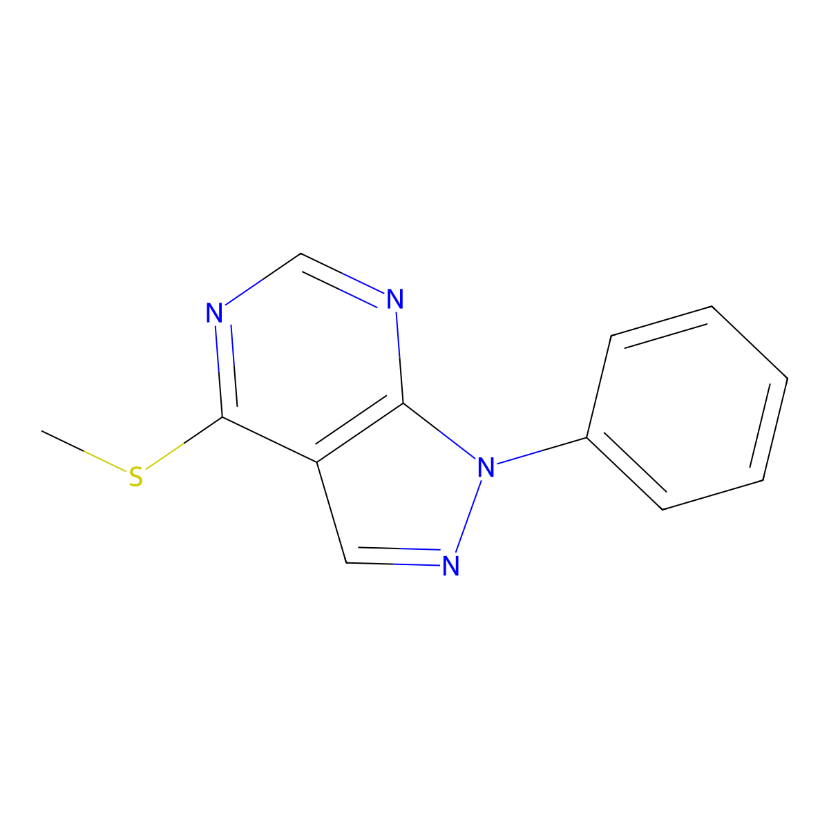4-methylsulfanyl-1-phenyl-1H-pyrazolo[3,4-d]pyrimidine molecular structure, CAS 70011-68-6