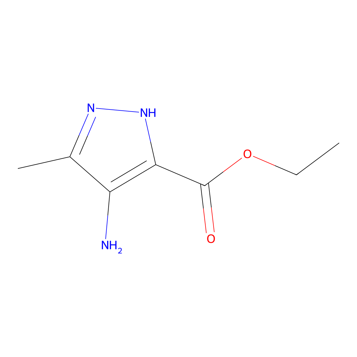 Ethyl 4-amino-5-methyl-1H-pyrazole-3-carboxylate molecular structure, CAS 70015-75-7