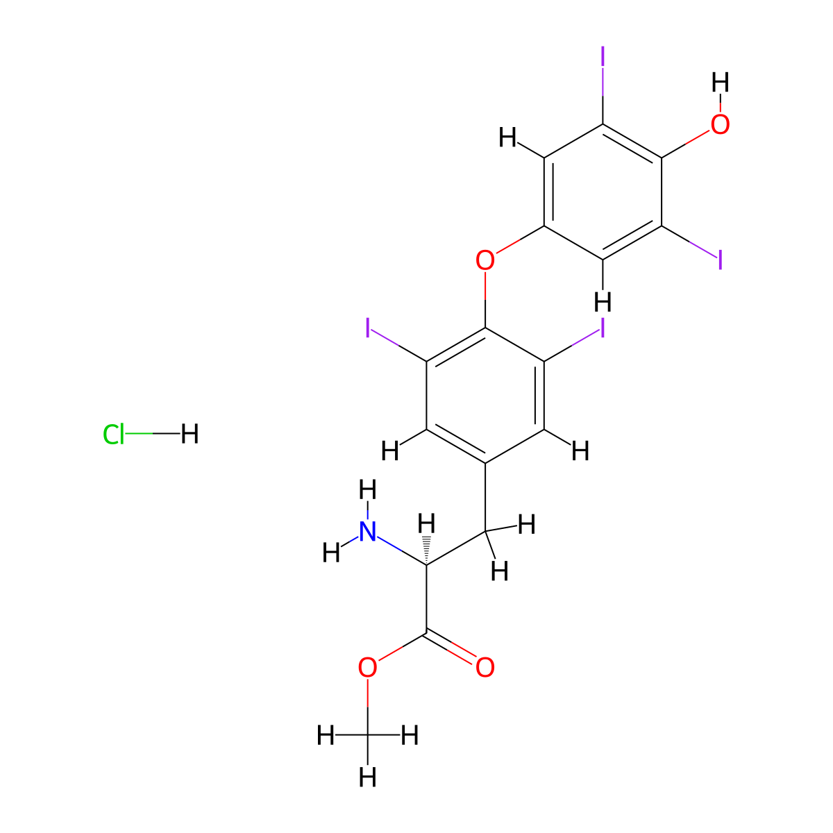 Methyl thyroxinate hydrochloride molecular structure, CAS 70019-78-2