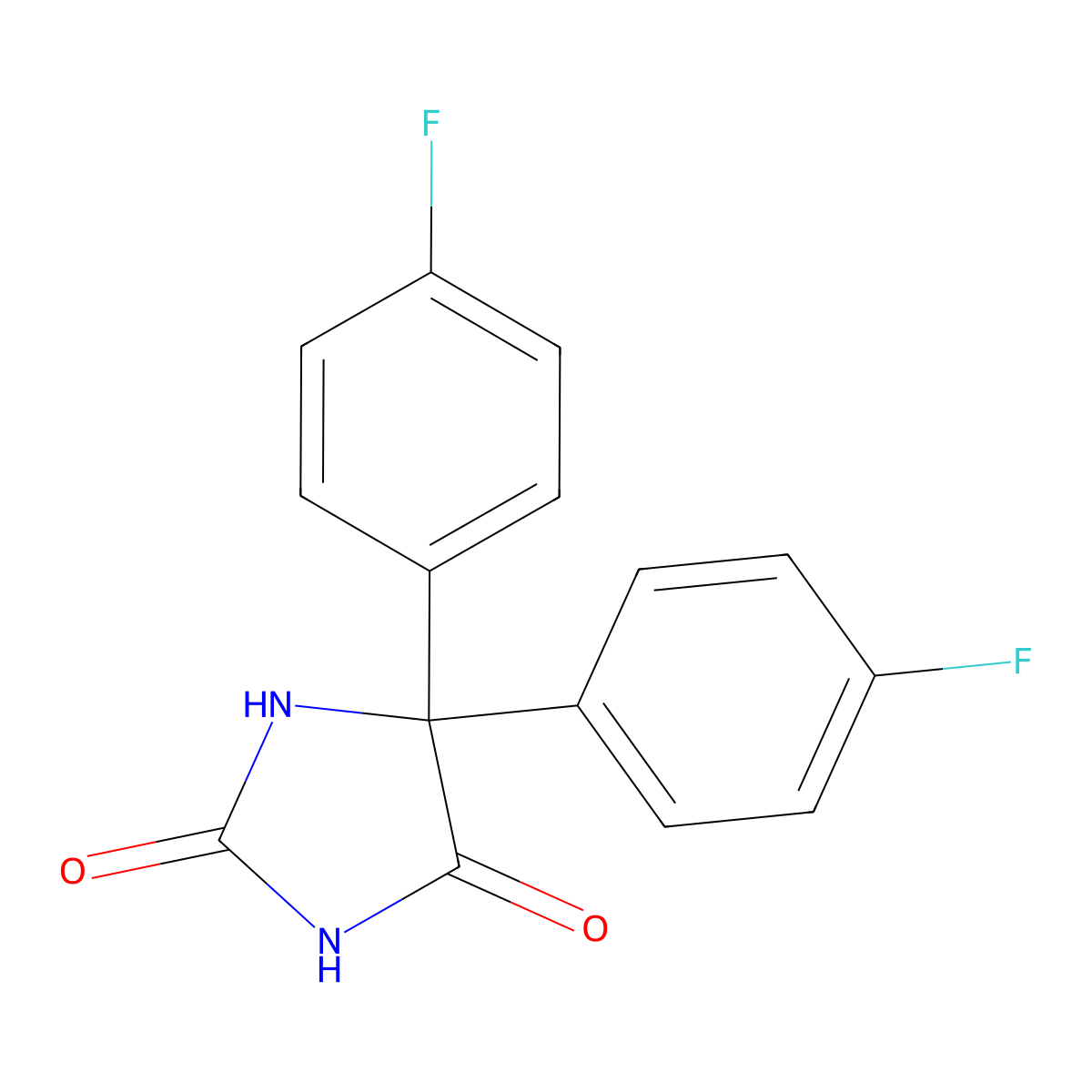 5,5-Bis(4-fluorophenyl)imidazolidine-2,4-dione molecular structure, CAS 70028-85-2