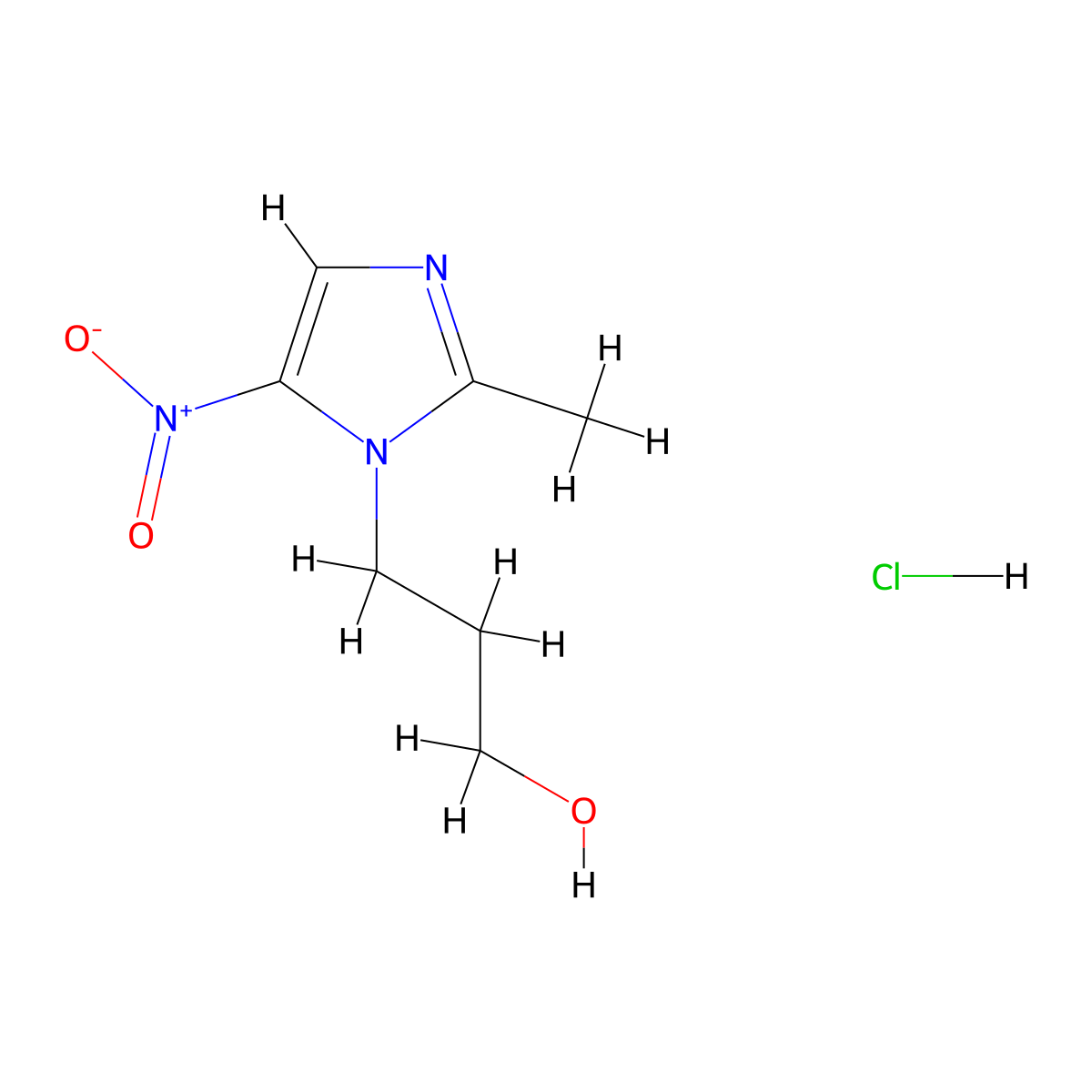 2-methyl-5-nitro-1H-imidazole-1-propanol monohydrochloride molecular structure, CAS 70028-95-4