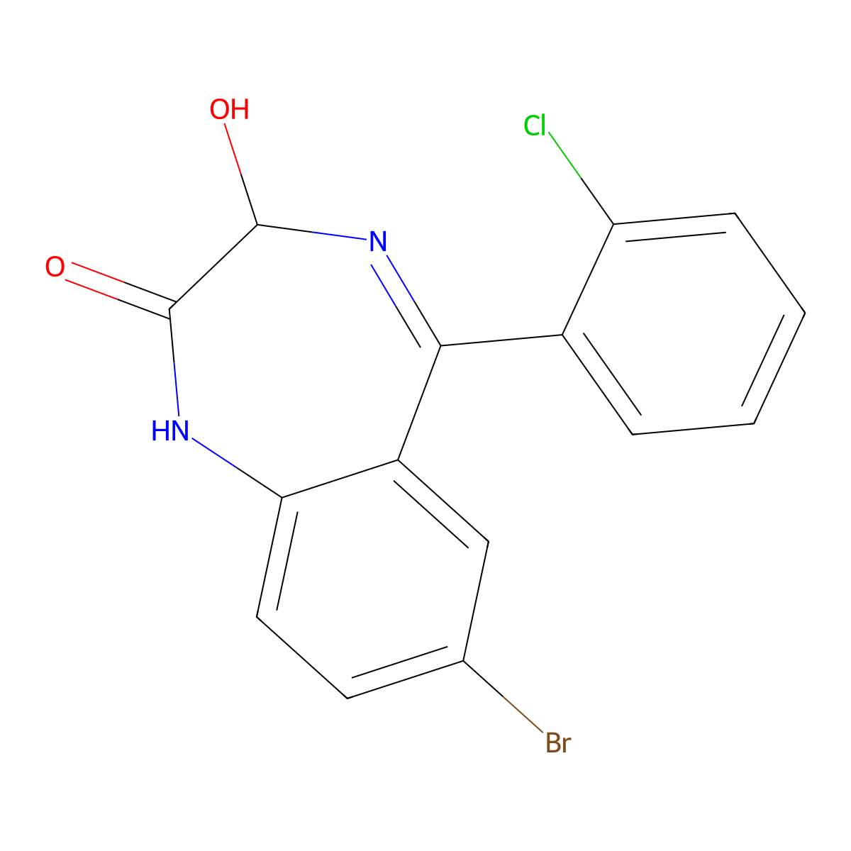 3-Hydroxyphenazepam molecular structure, CAS 70030-11-4