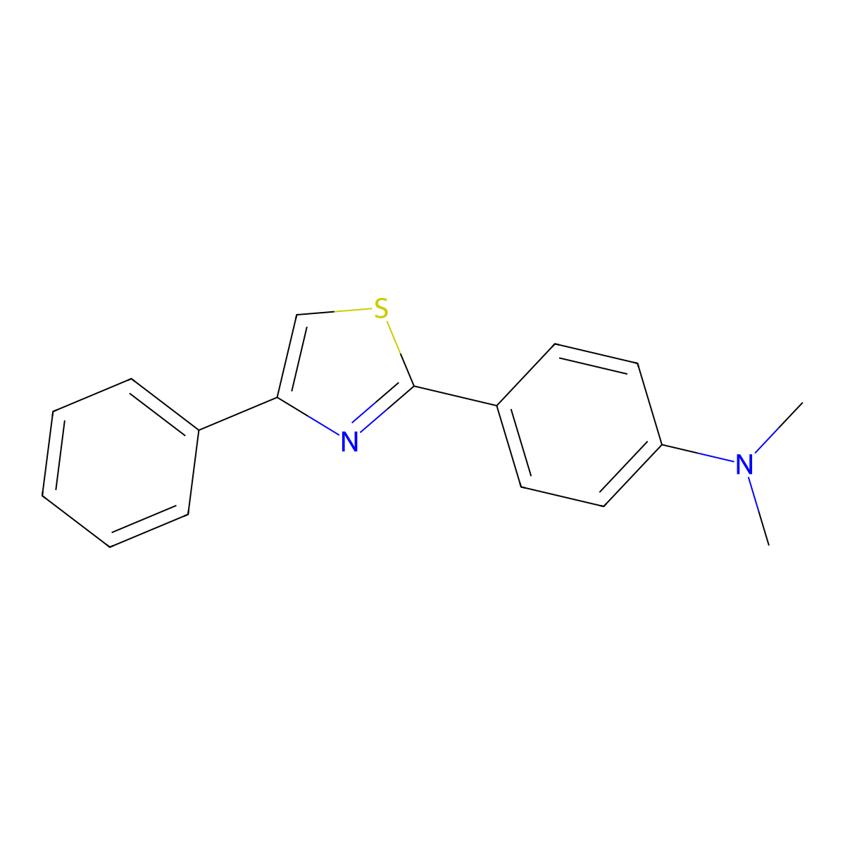 N,N-dimethyl-4-(4-phenyl-1,3-thiazol-2-yl)aniline molecular structure, CAS 70031-71-9