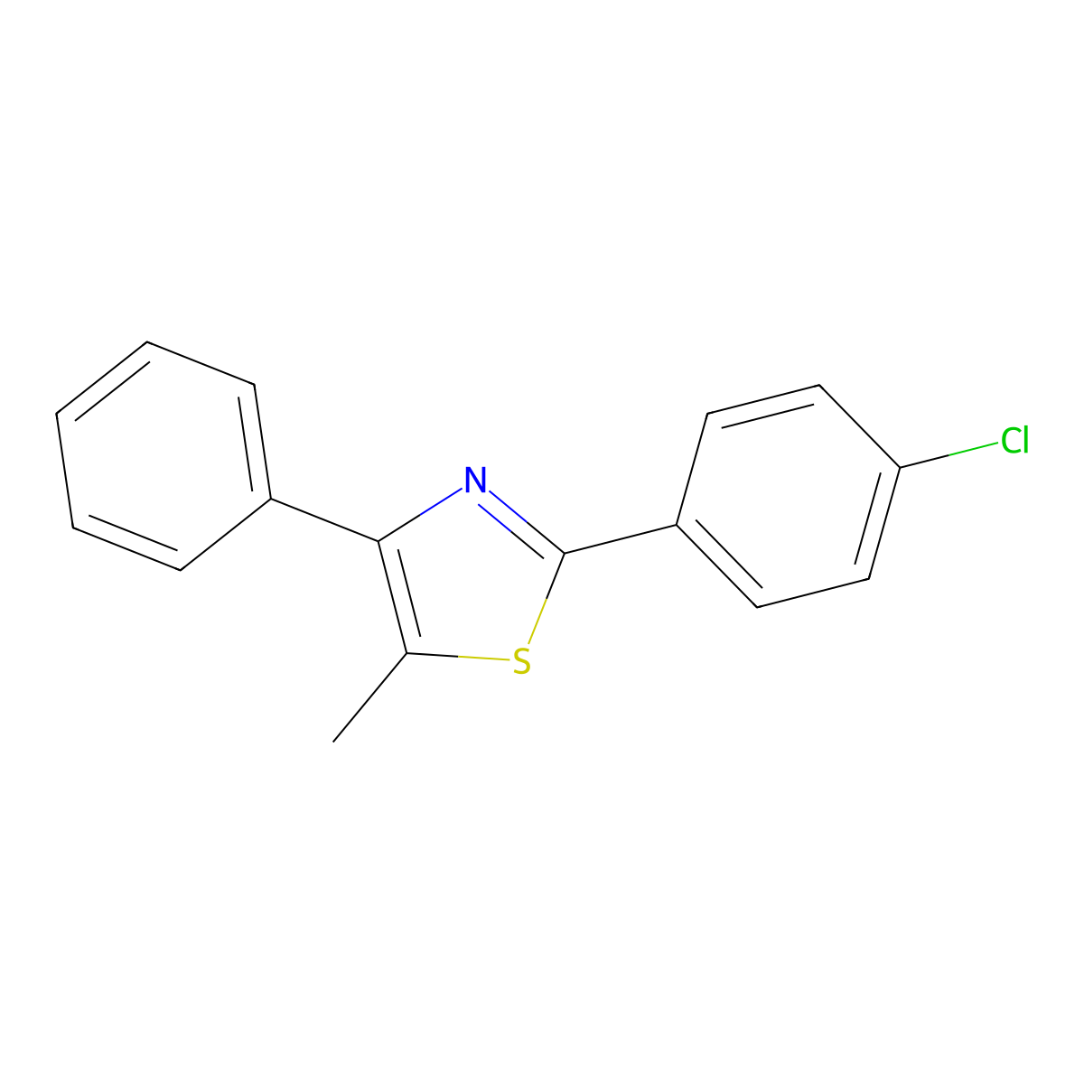 2-(4-Chlorophenyl)-5-methyl-4-phenyl-1,3-thiazole molecular structure, CAS 70031-77-5