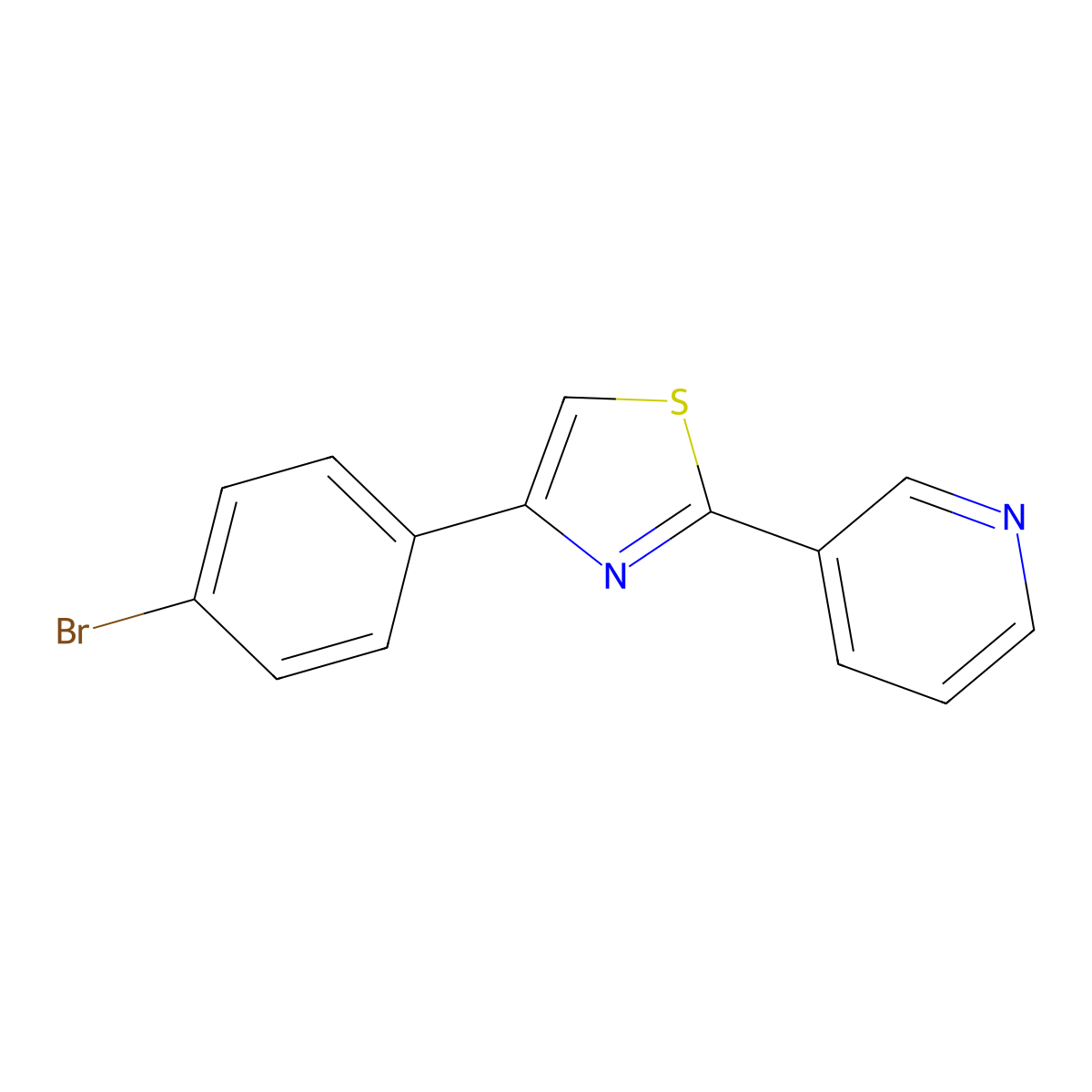 4-(4-Bromophenyl)-2-pyridin-3-yl-1,3-thiazole molecular structure, CAS 70031-93-5