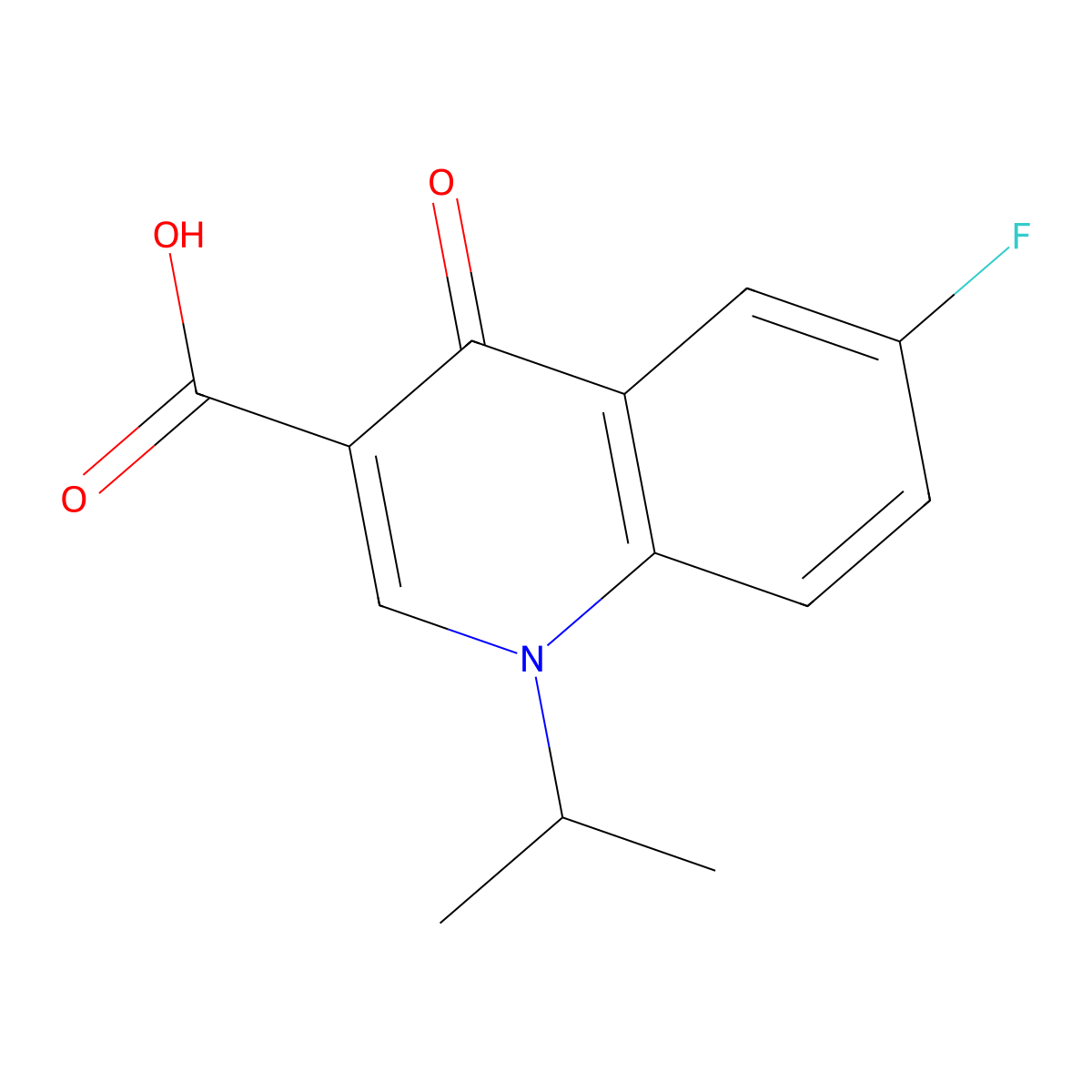 6-Fluoro-1-isopropyl-4-oxo-1,4-dihydroquinoline-3-carboxylic acid molecular structure, CAS 70032-21-2