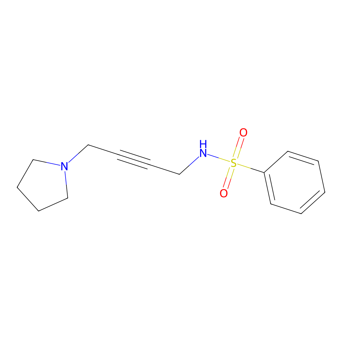 N-(4-pyrrolidin-1-ylbut-2-ynyl)benzenesulfonamide molecular structure, CAS 700337-27-5