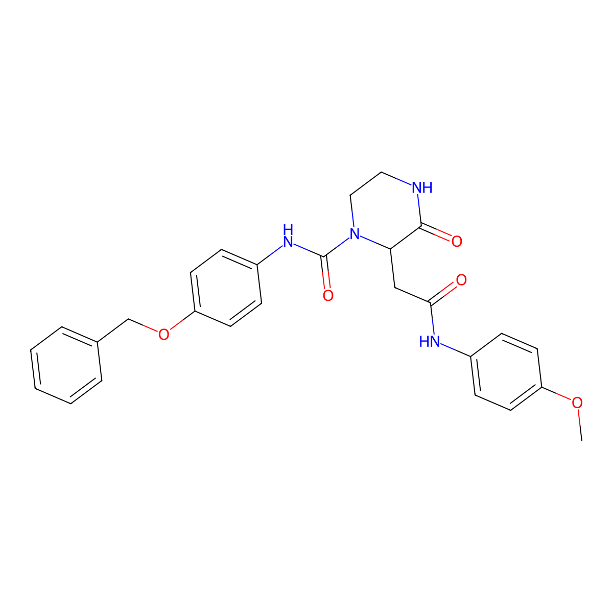 N-(4-(Benzyloxy)phenyl)-2-(2-((4-methoxyphenyl)amino)-2-oxoethyl)-3-oxopiperazine-1-carboxamide molecular structure, CAS 700347-52-0