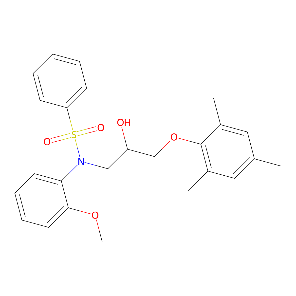 N-[2-hydroxy-3-(2,4,6-trimethylphenoxy)propyl]-N-(2-methoxyphenyl)benzenesulfonamide molecular structure, CAS 700349-61-7