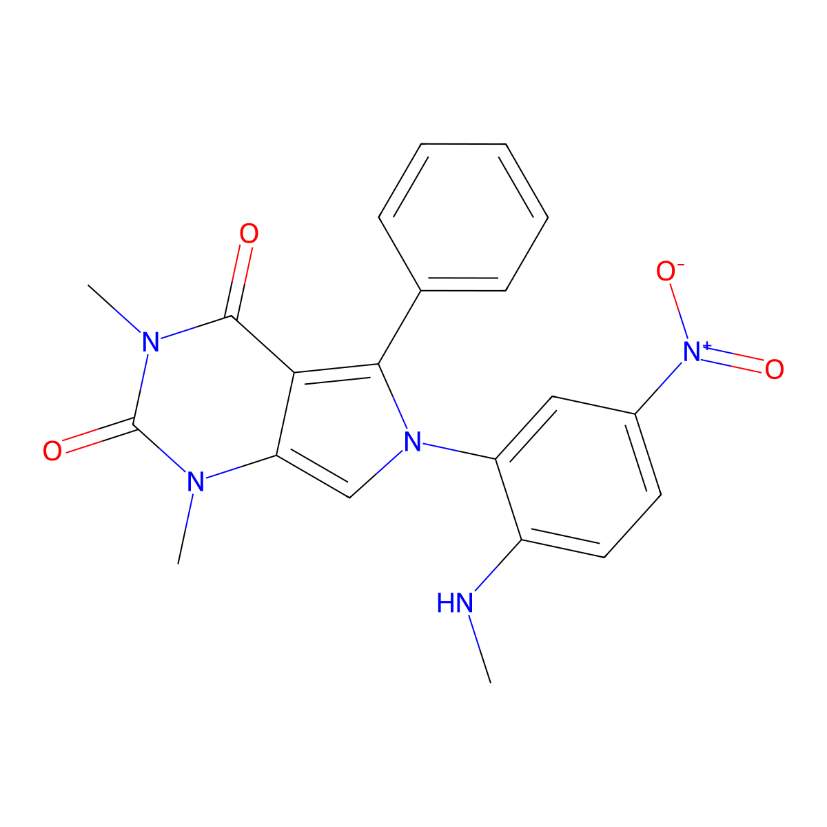 1,3-Dimethyl-6-[2-(methylamino)-5-nitrophenyl]-5-phenylpyrrolo[3,4-d]pyrimidine-2,4-dione molecular structure, CAS 700350-11-4
