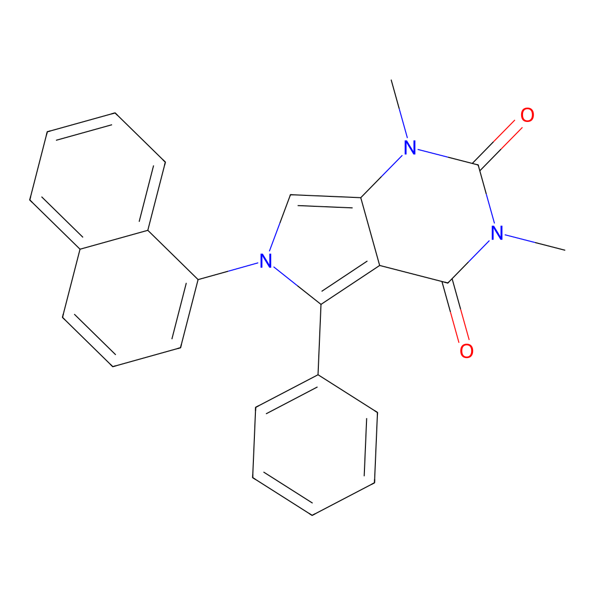 1,3-dimethyl-6-(naphthalen-1-yl)-5-phenyl-1H-pyrrolo[3,4-d]pyrimidine-2,4(3H,6H)-dione molecular structure, CAS 700350-12-5