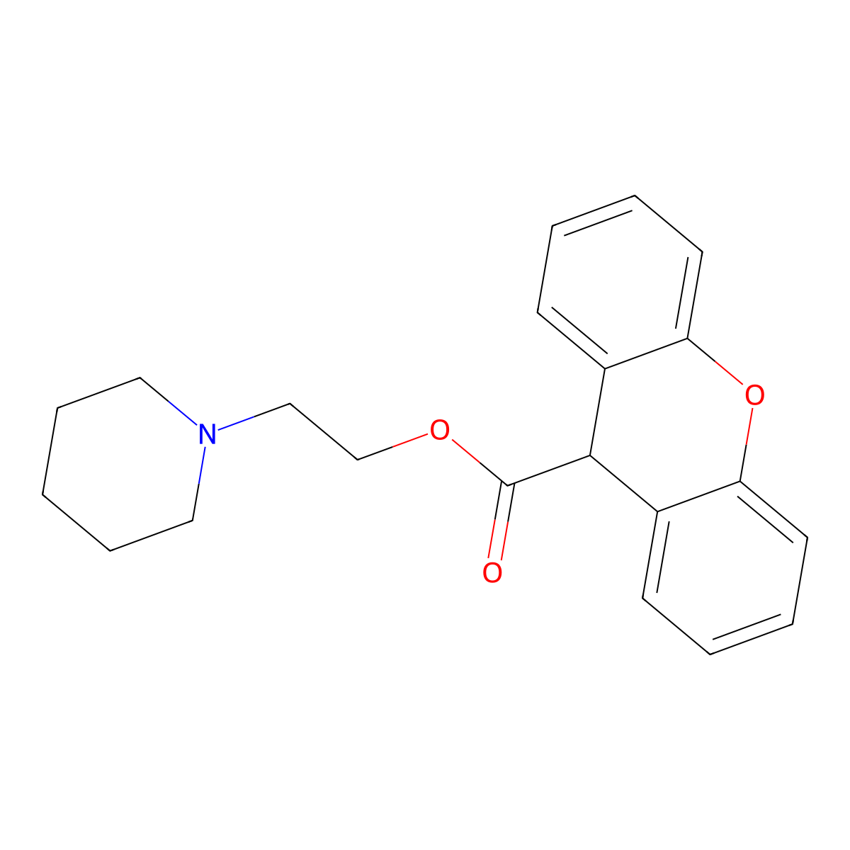 2-piperidin-1-ylethyl 9H-xanthene-9-carboxylate molecular structure, CAS 700350-56-7