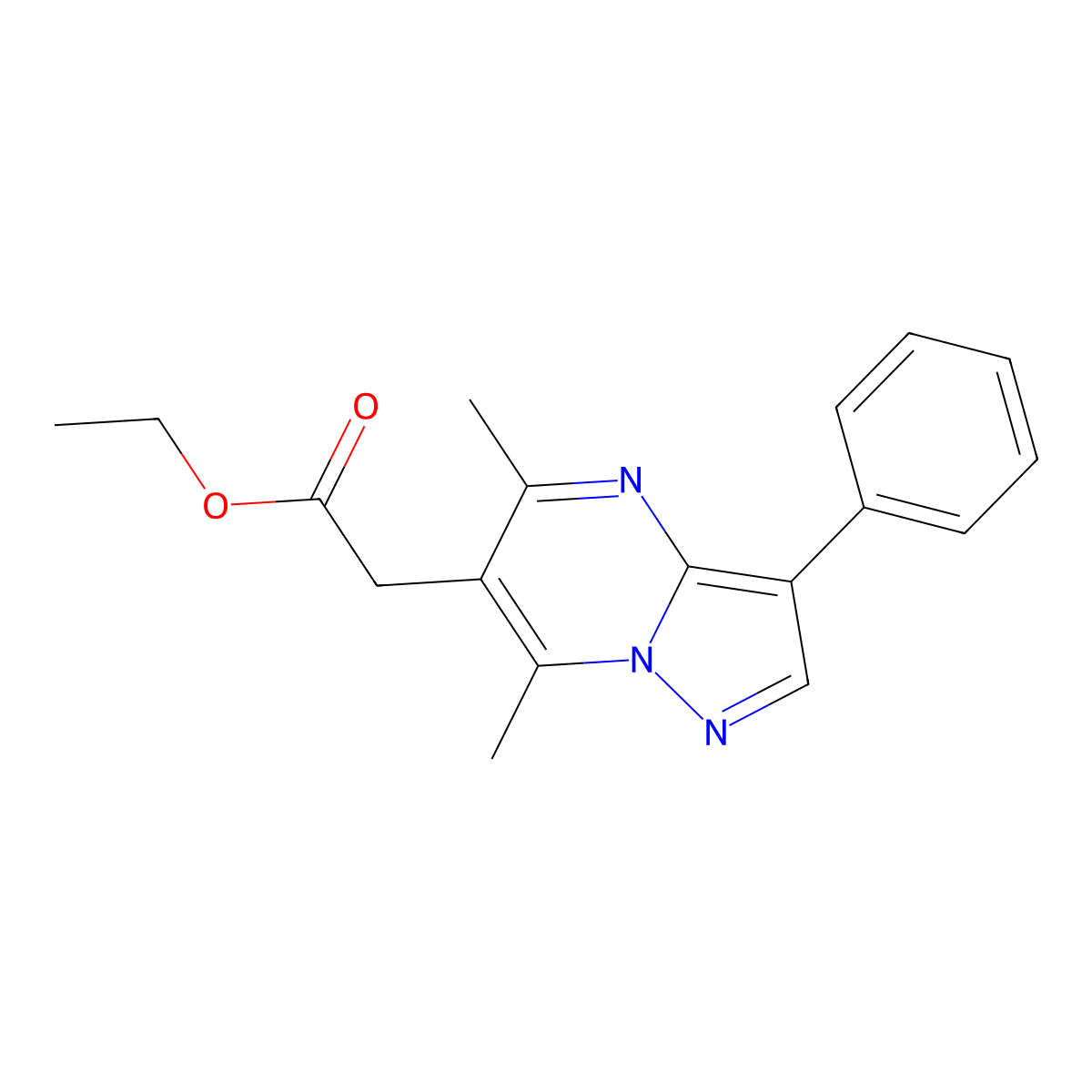 2-(5,7-Dimethyl-3-phenyl-6-pyrazolo[1,5-a]pyrimidinyl)acetic acid ethyl ester molecular structure, CAS 700351-27-5
