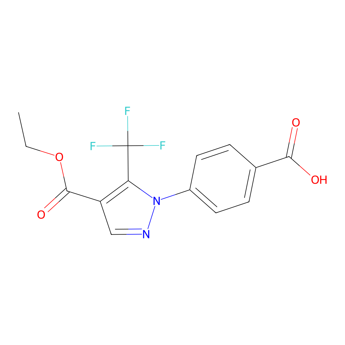 4-[4-(ethoxycarbonyl)-5-(trifluoromethyl)-1H-pyrazol-1-yl]benzoic acid molecular structure, CAS 700372-26-5
