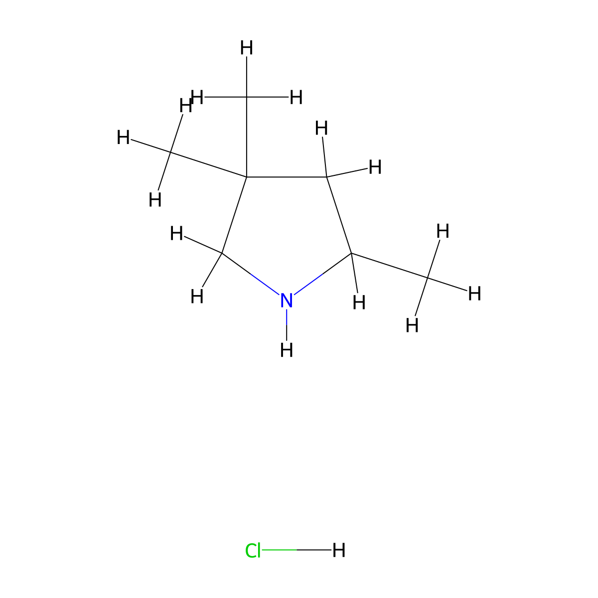 2,4,4-Trimethylpyrrolidine hydrochloride molecular structure, CAS 700378-26-3