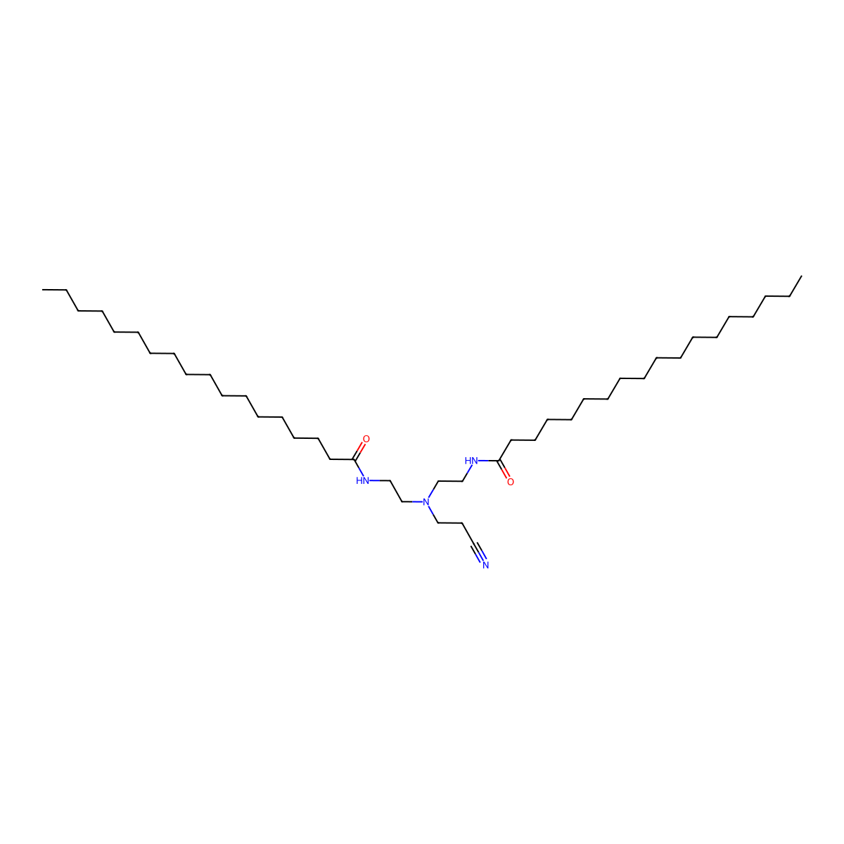 Octadecanamide, N,N'-(((2-cyanoethyl)imino)di-2,1-ethanediyl)bis- molecular structure, CAS 70055-52-6
