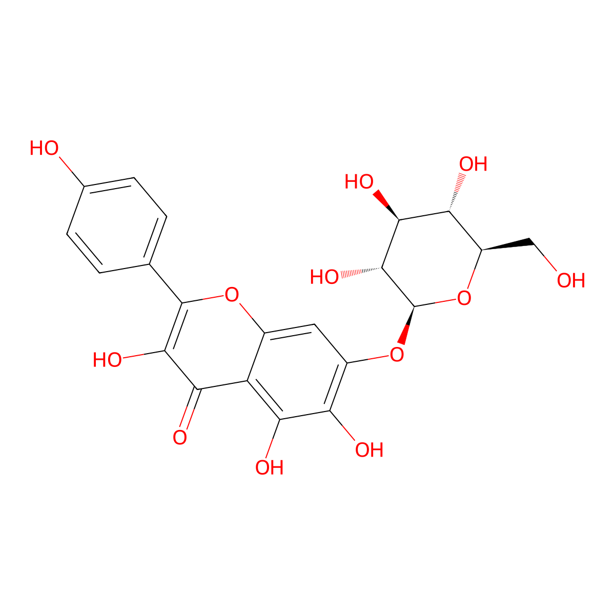 6-Hydroxykaempferol 7-glucoside molecular structure, CAS 70056-55-2