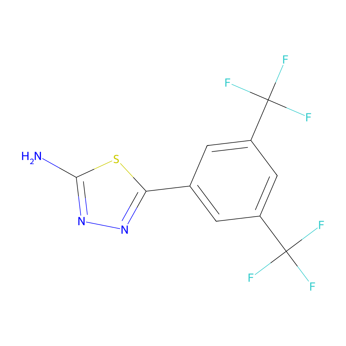 2-Amino-5-[3,5-bis(trifluoromethyl)phenyl]-1,3,4-thiadiazole molecular structure, CAS 70057-65-7
