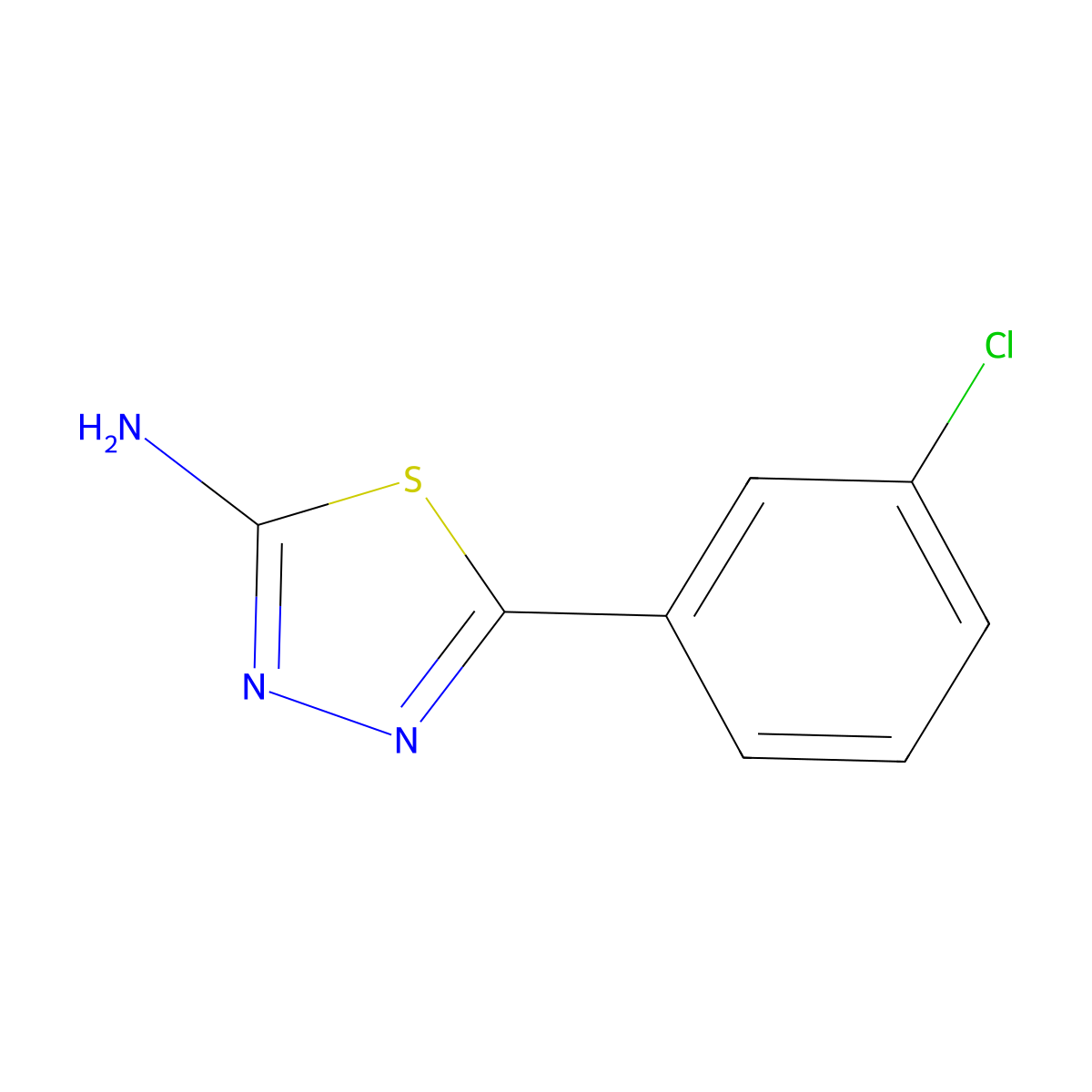 5-(3-Chlorophenyl)-1,3,4-thiadiazol-2-amine molecular structure, CAS 70057-67-9