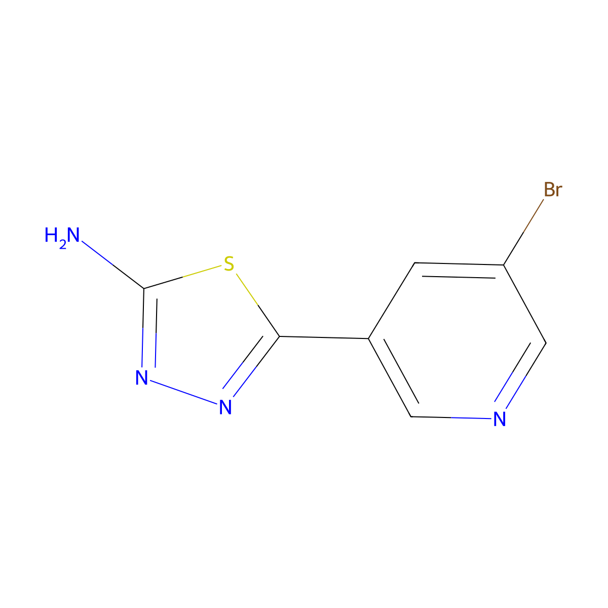 5-(5-Bromopyridin-3-YL)-1,3,4-thiadiazol-2-amine molecular structure, CAS 70057-75-9