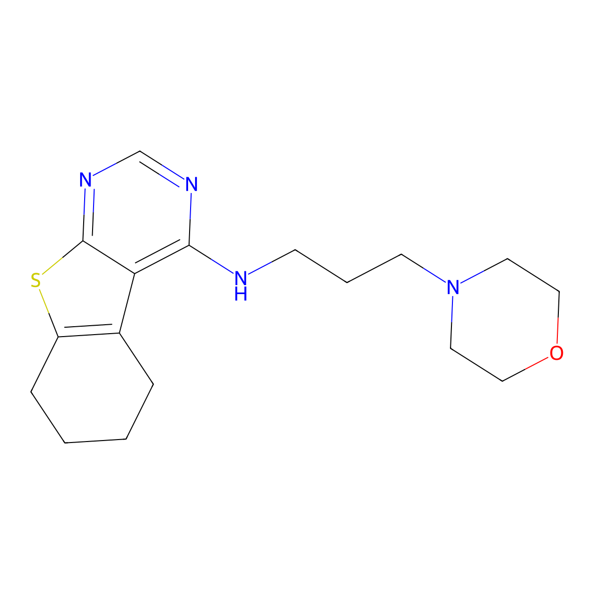 N-(3-morpholin-4-ylpropyl)-5,6,7,8-tetrahydro-[1]benzothiolo[2,3-d]pyrimidin-4-amine molecular structure, CAS 70059-57-3