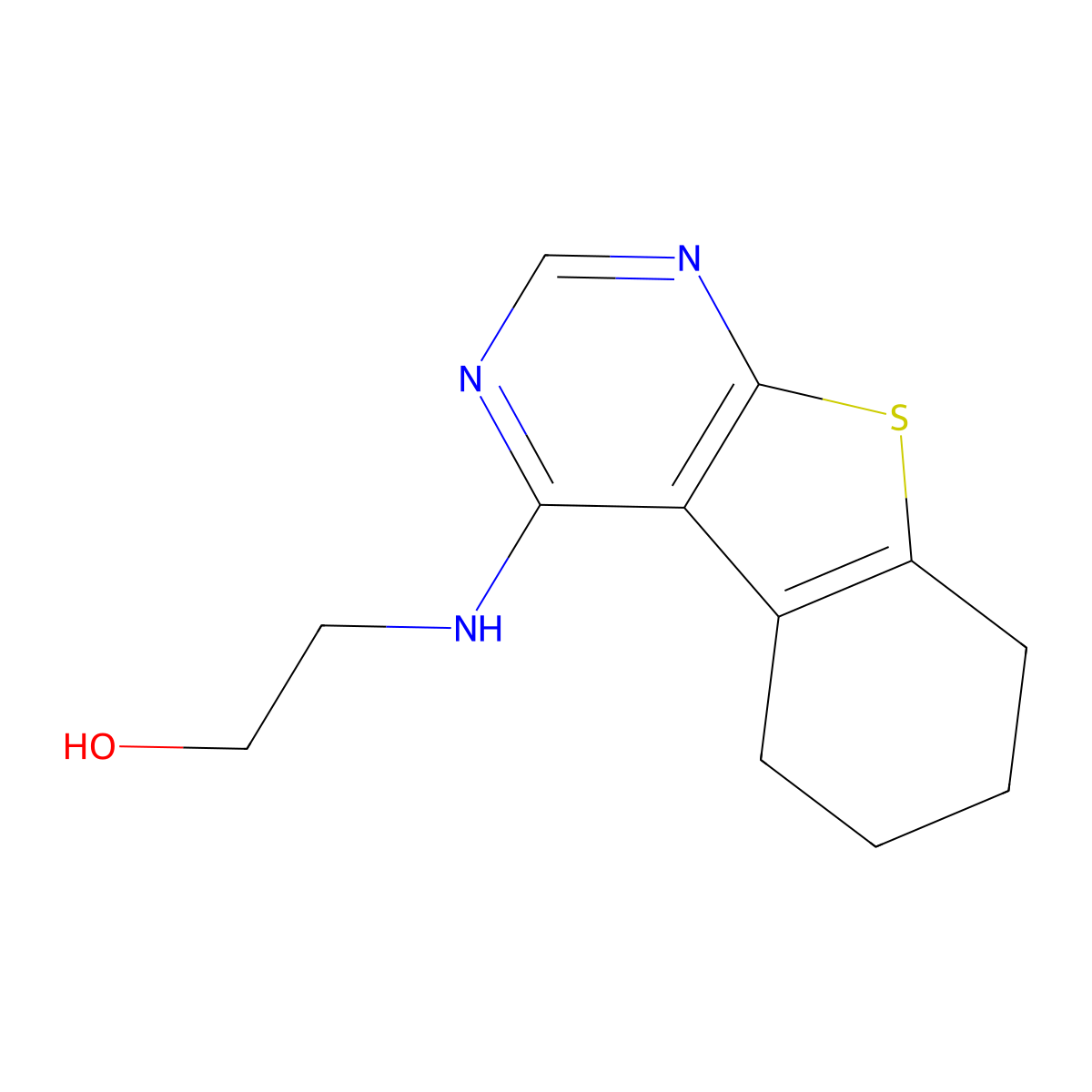 2-(5,6,7,8-Tetrahydro[1]benzothieno[2,3-d]pyrimidin-4-ylamino)ethanol molecular structure, CAS 70059-58-4