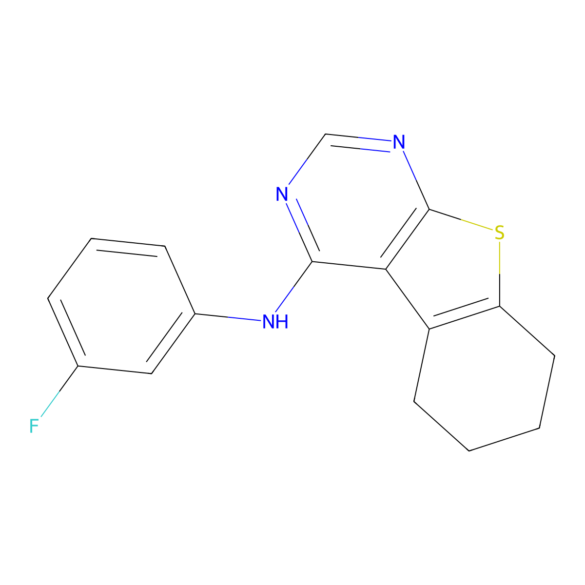 N-(3-Fluorophenyl)-5,6,7,8-tetrahydrobenzo[4,5]thieno[2,3-d]pyrimidin-4-amine molecular structure, CAS 70059-64-2