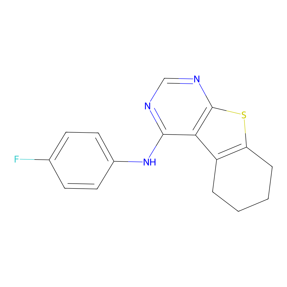 N-(4-fluorophenyl)-5,6,7,8-tetrahydro-[1]benzothiolo[2,3-d]pyrimidin-4-amine molecular structure, CAS 70059-65-3