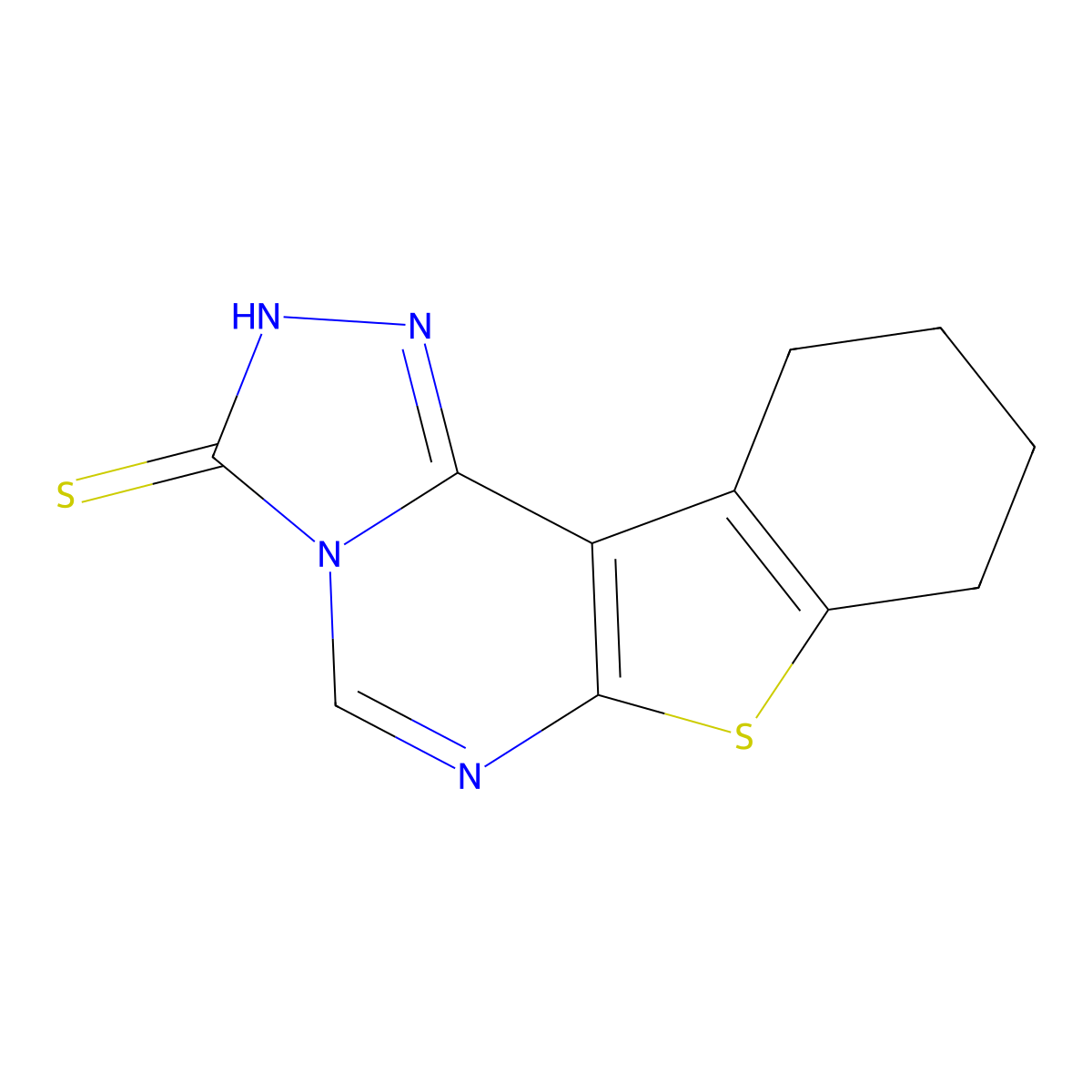 7,8,9,10-Tetrahydro-2H-6-thia-1,2,3a,5-tetraaza-cyclopenta[c]fluorene-3-thione molecular structure, CAS 70059-68-6