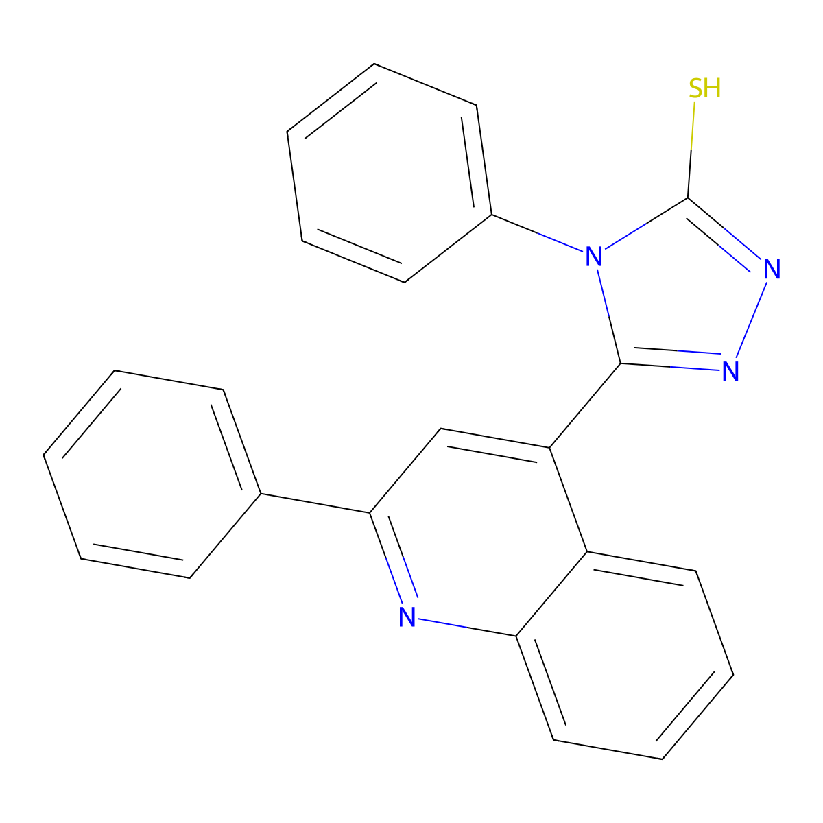 4-phenyl-5-(2-phenylquinolin-4-yl)-4H-1,2,4-triazole-3-thiol molecular structure, CAS 70059-80-2