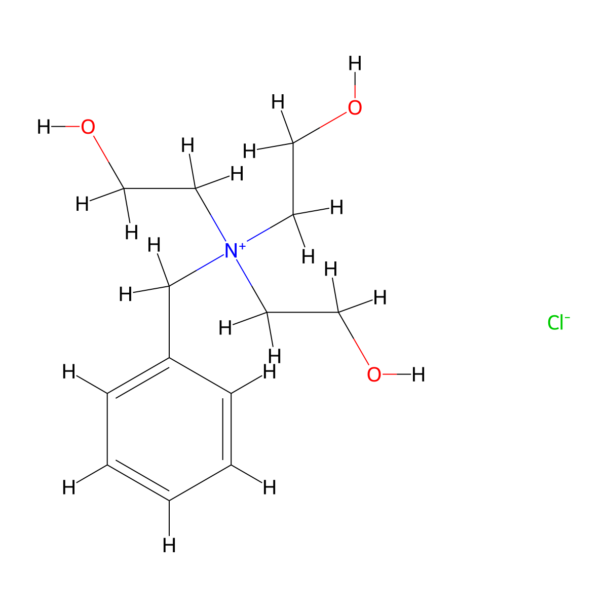 Benzyl tris(2-hydroxyethyl) ammonium chloride molecular structure, CAS 7006-60-2