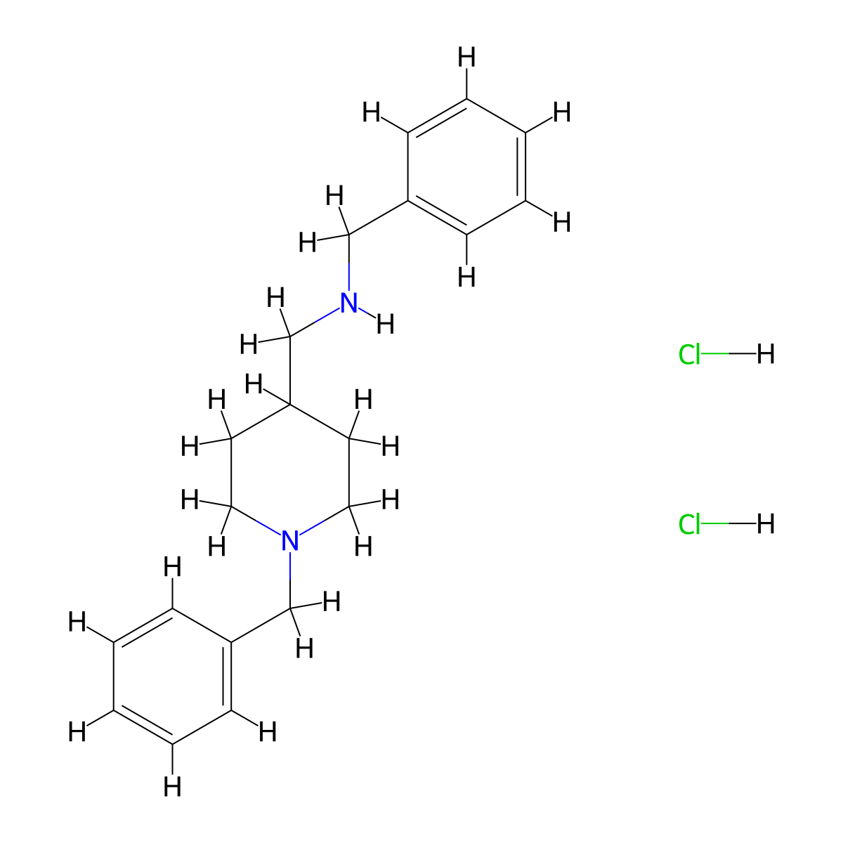 N-benzyl-N-[(1-benzylpiperidin-4-yl)methyl]amine dihydrochloride molecular structure, CAS 7006-85-1