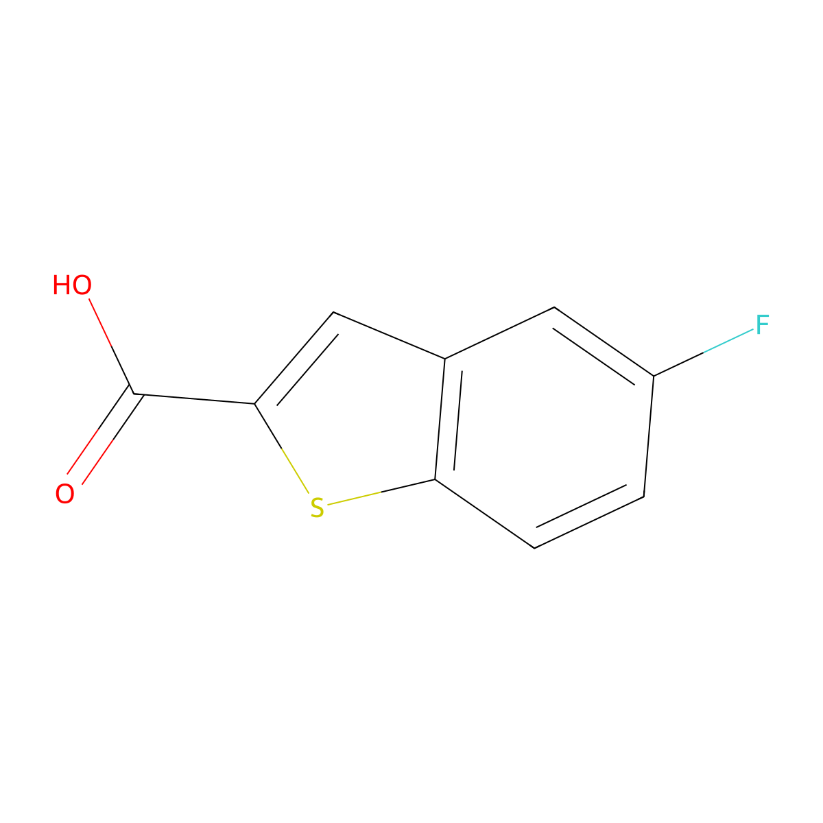 5-Fluoro-1-benzothiophene-2-carboxylic acid molecular structure, CAS 70060-13-8