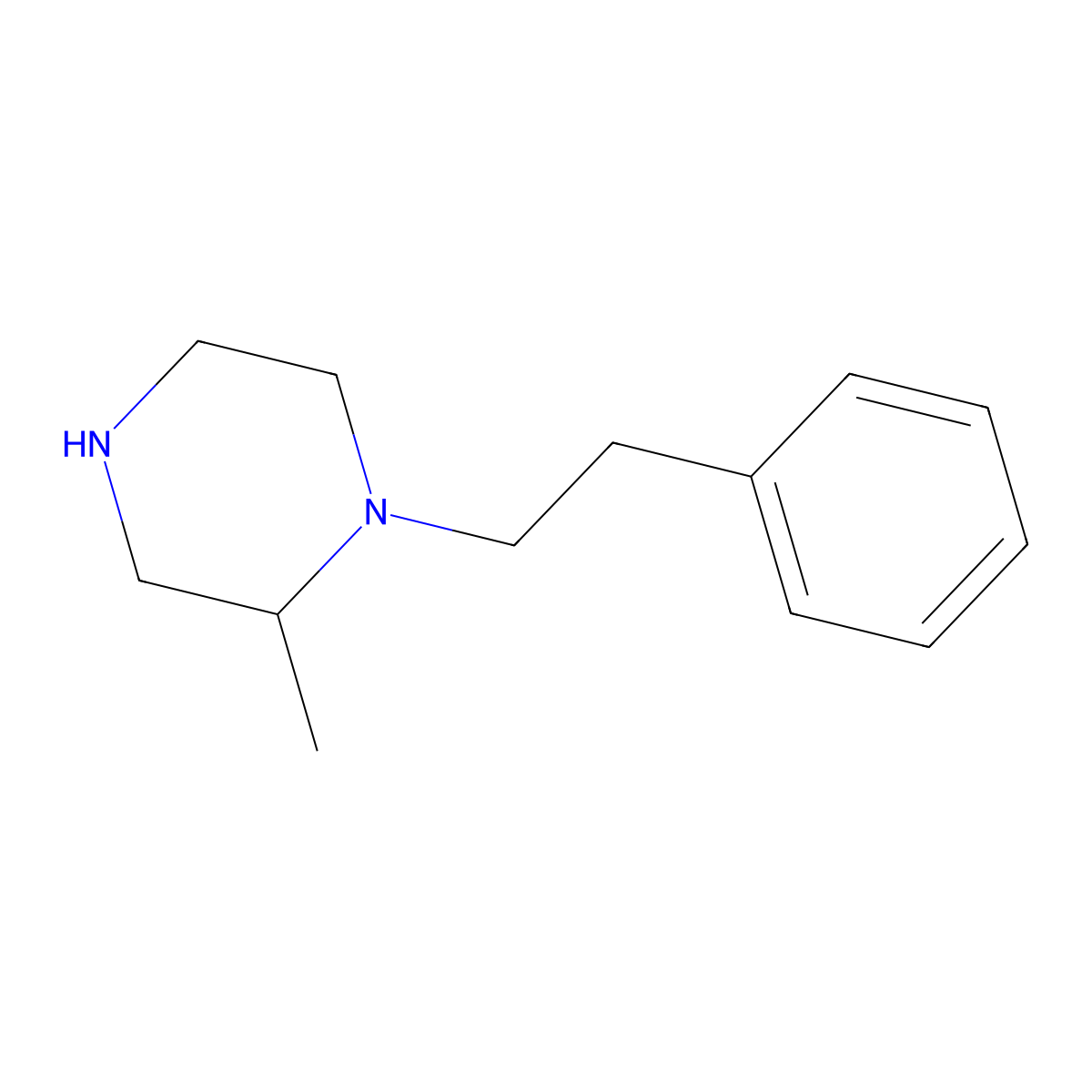 2-Methyl-1-(2-phenylethyl)piperazine molecular structure, CAS 70060-67-2