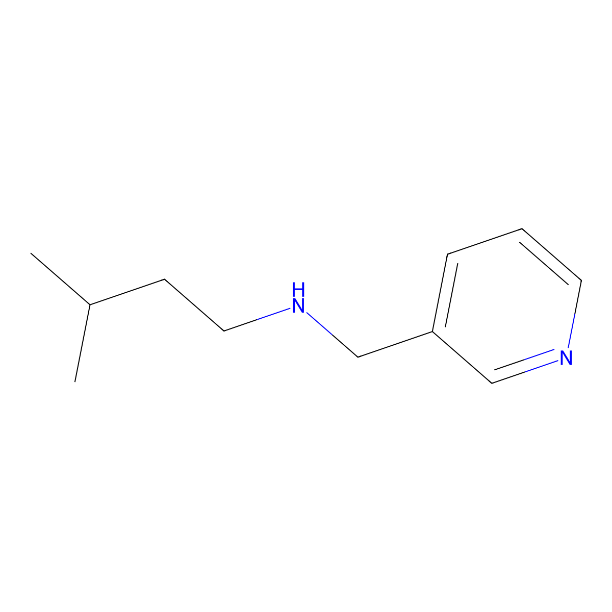 3-methyl-N-(pyridin-3-ylmethyl)butan-1-amine molecular structure, CAS 70065-77-9