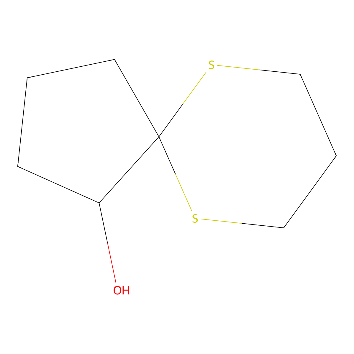 6,10-Dithiaspiro(4.5)decan-1-ol molecular structure, CAS 70067-95-7