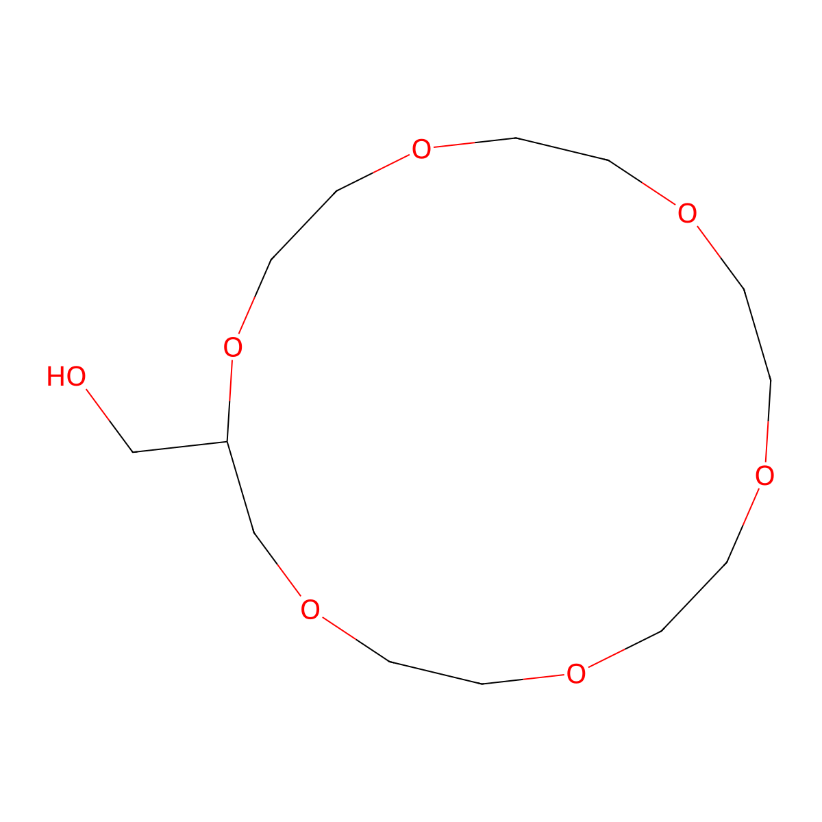 (1,4,7,10,13,16-Hexaoxacyclooctadecan-2-yl)methanol , 2-Hydroxymethyl-18-crown-6 molecular structure, CAS 70069-04-4