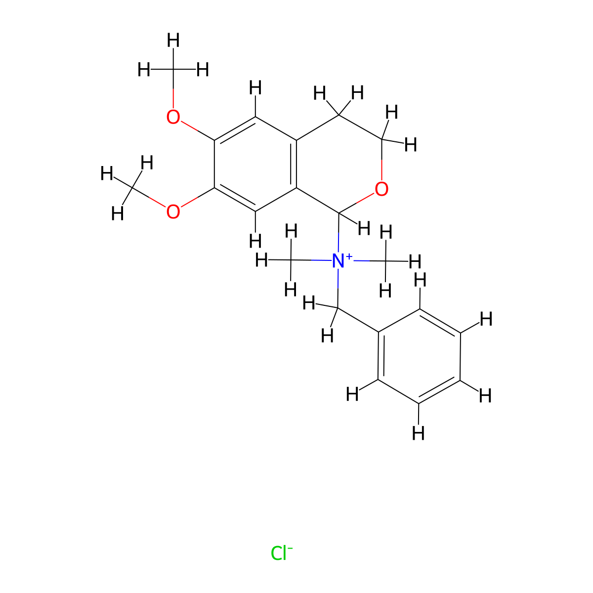 N-Benzyl-6,7-dimethoxy-N,N-dimethyl-3,4-dihydro-1H-2-benzopyran-1-aminium chloride molecular structure, CAS 70070-03-0